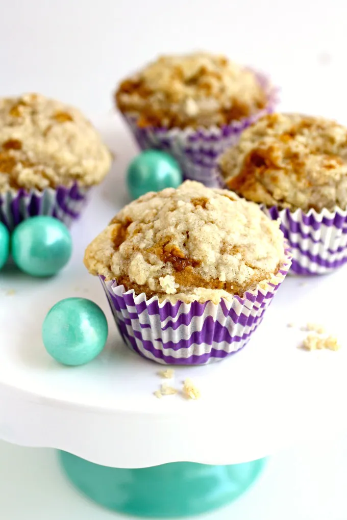 Try these muffins with a fab flavor combo: Caramel Banana Muffins with Streusel Topping - you'll love them!
