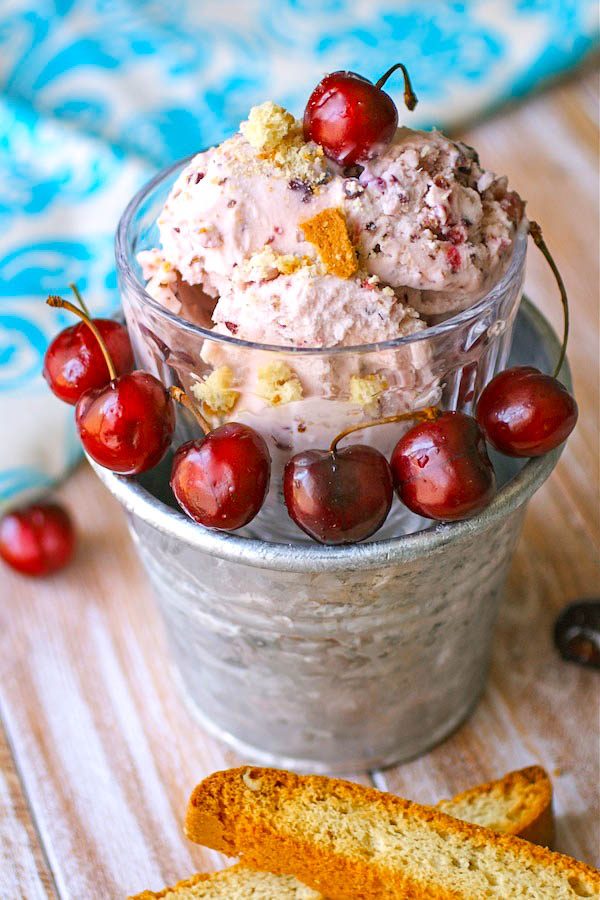 Cherry-Almond Ricotta Ice Cream is a delightful summer treat. Cherry-Almond Ricotta Ice Cream is lovely for the summer season.