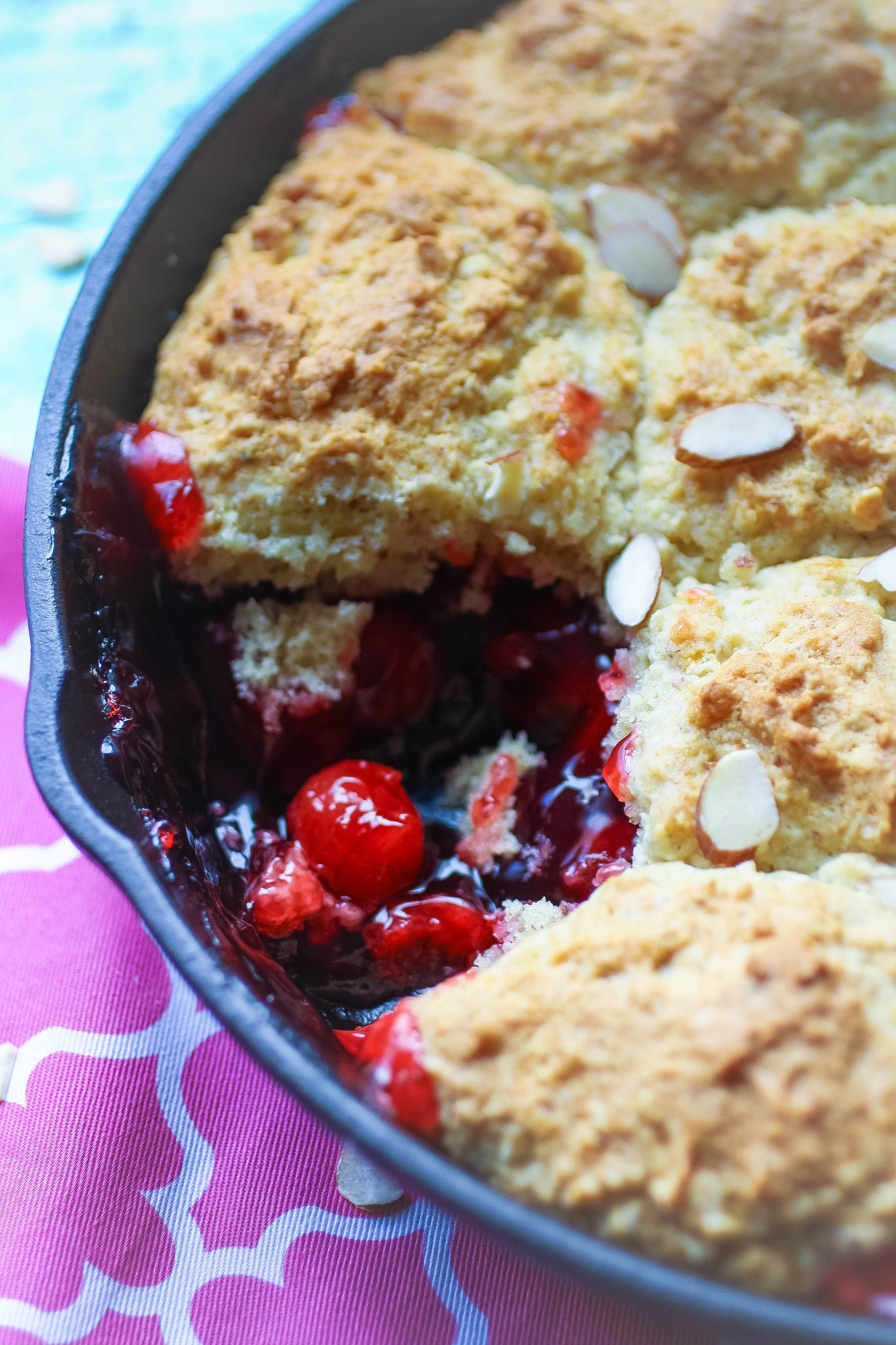 Cherry-Almond Skillet Cobbler makes a fun dessert. You'll enjoy Cherry-Almond Skillet Cobbler as a treat anytime.