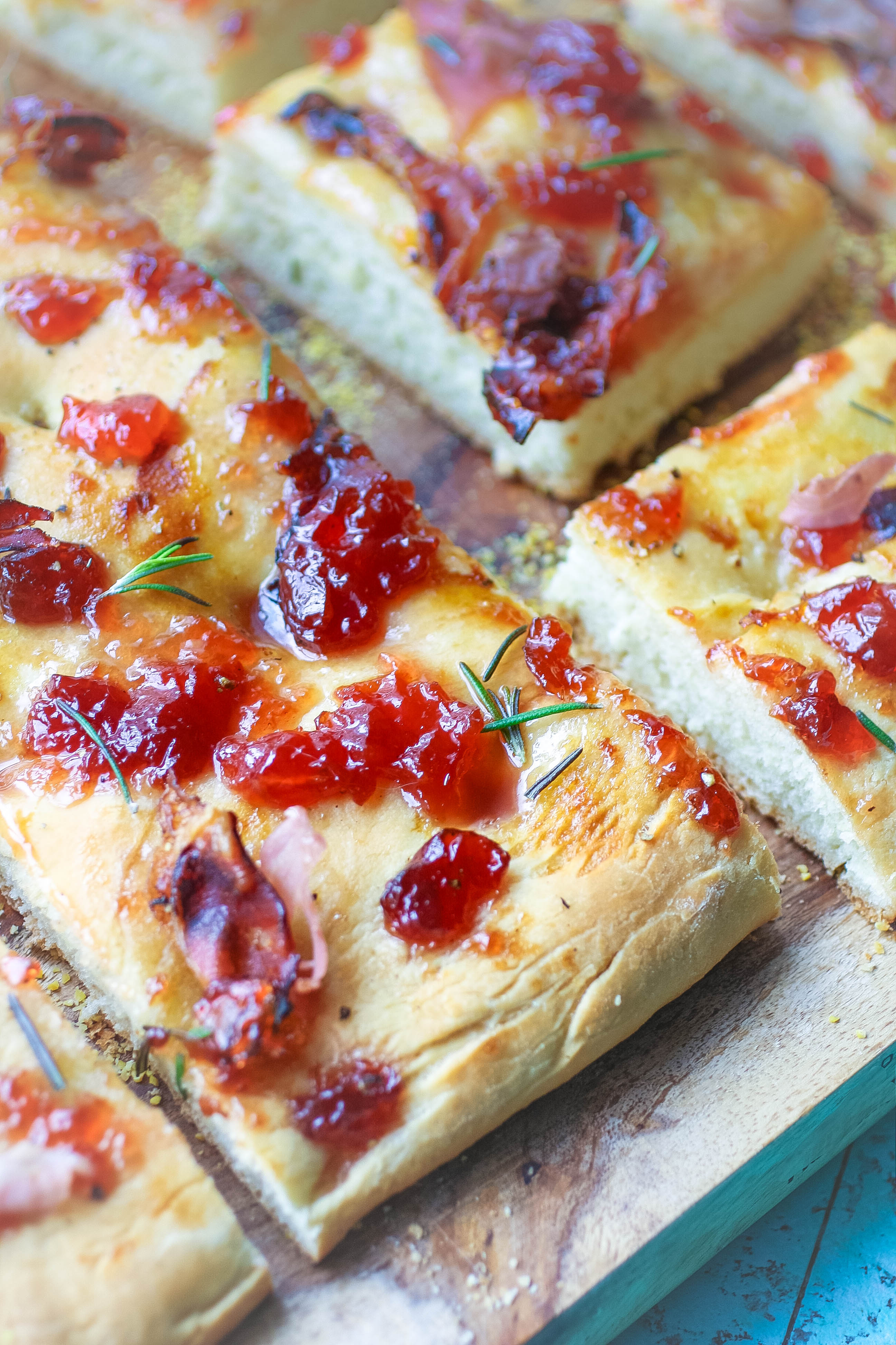 Cherry-Prosciutto Focaccia is perfect as a snack. You could also make a meal of Cherry-Prosciutto Focaccia!