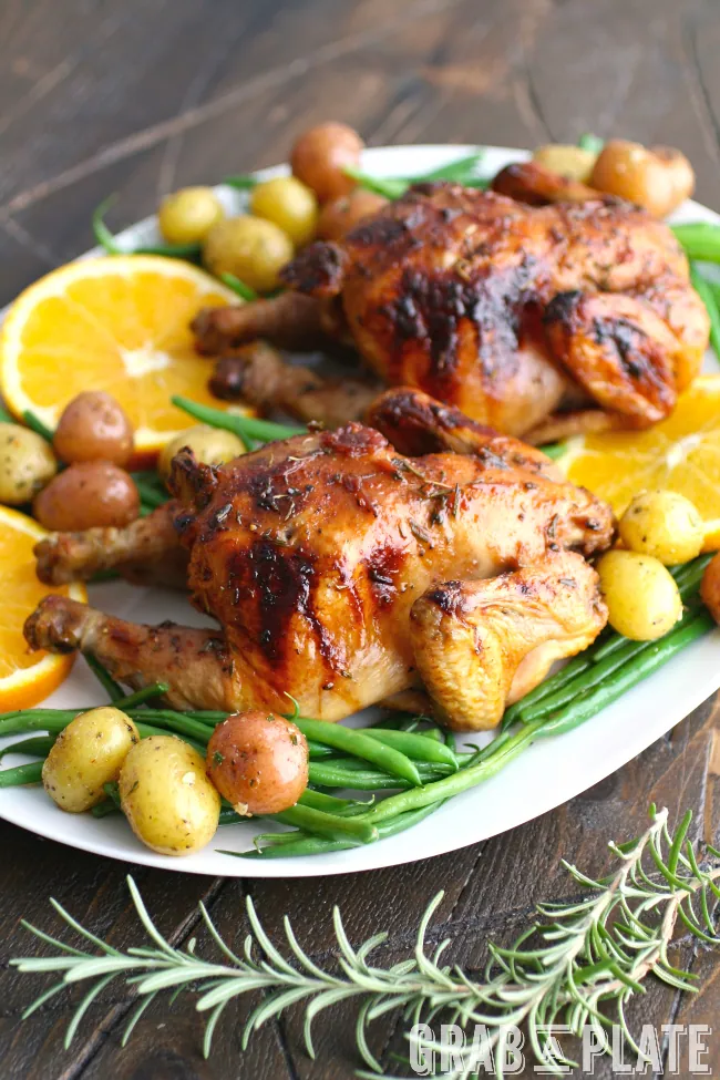 Roasted Cornish Hens with Cherry-Bourbon Glaze makes a memorable holiday meal!