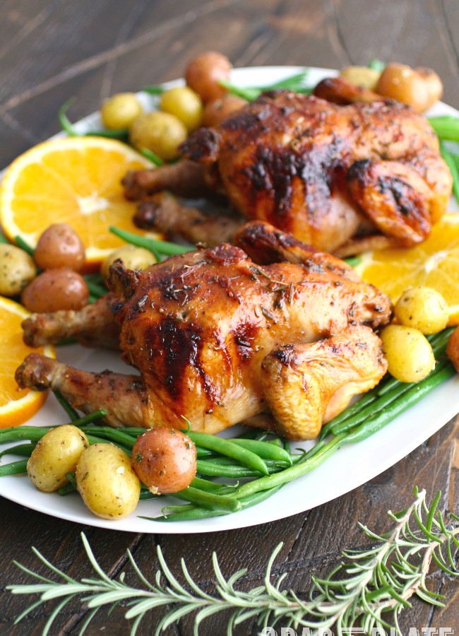 You'll enjoy the holidays with a fabulous meal that includes Roasted Cornish Hens with Cherry-Bourbon Glaze