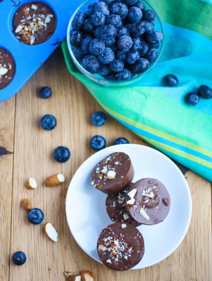 Chocolate Almond Blueberry Bites are an easy-to-make treat anytime you're craving chocolate. You'll love these candies!