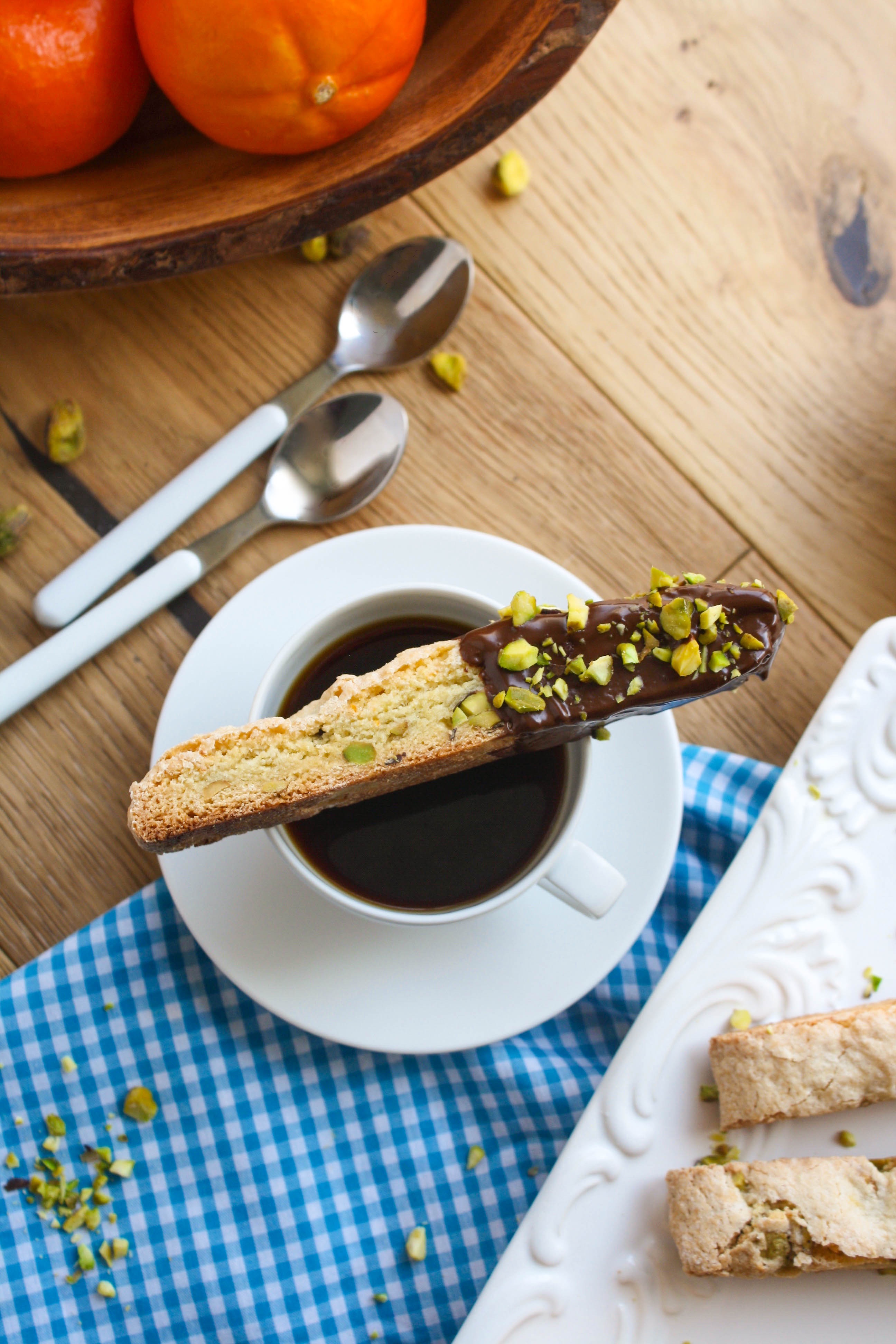 Chocolate-Espresso Dipped Orange and Pistachio Biscotti are tasty cookies you'll love to serve. These cookies make a fine dessert!