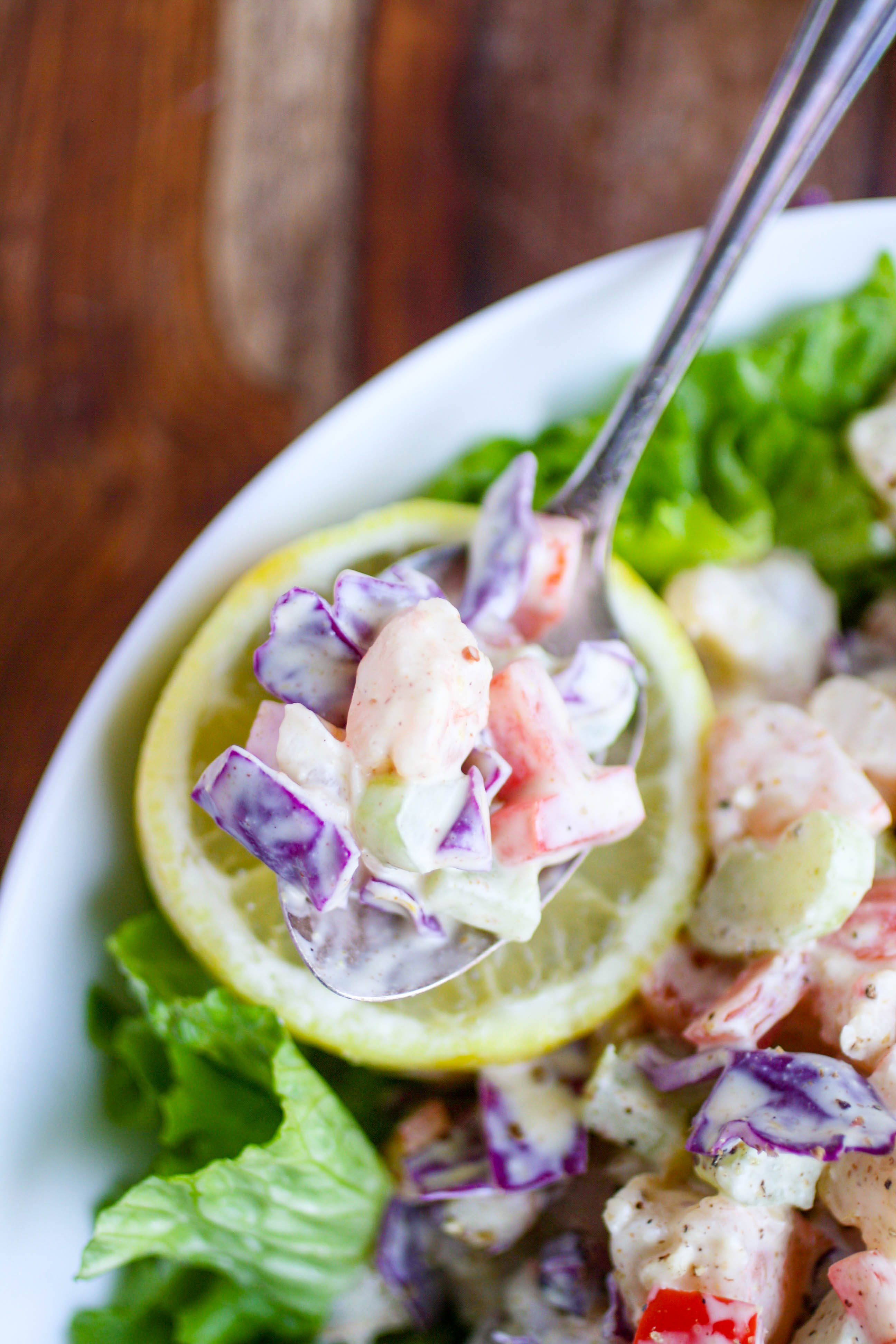 Chopped Shrimp Remoulade Salad is great on a sandwich, or with your favorite lettuce! Chopped Shrimp Remoulade Salad is a delight for any meal, any season!