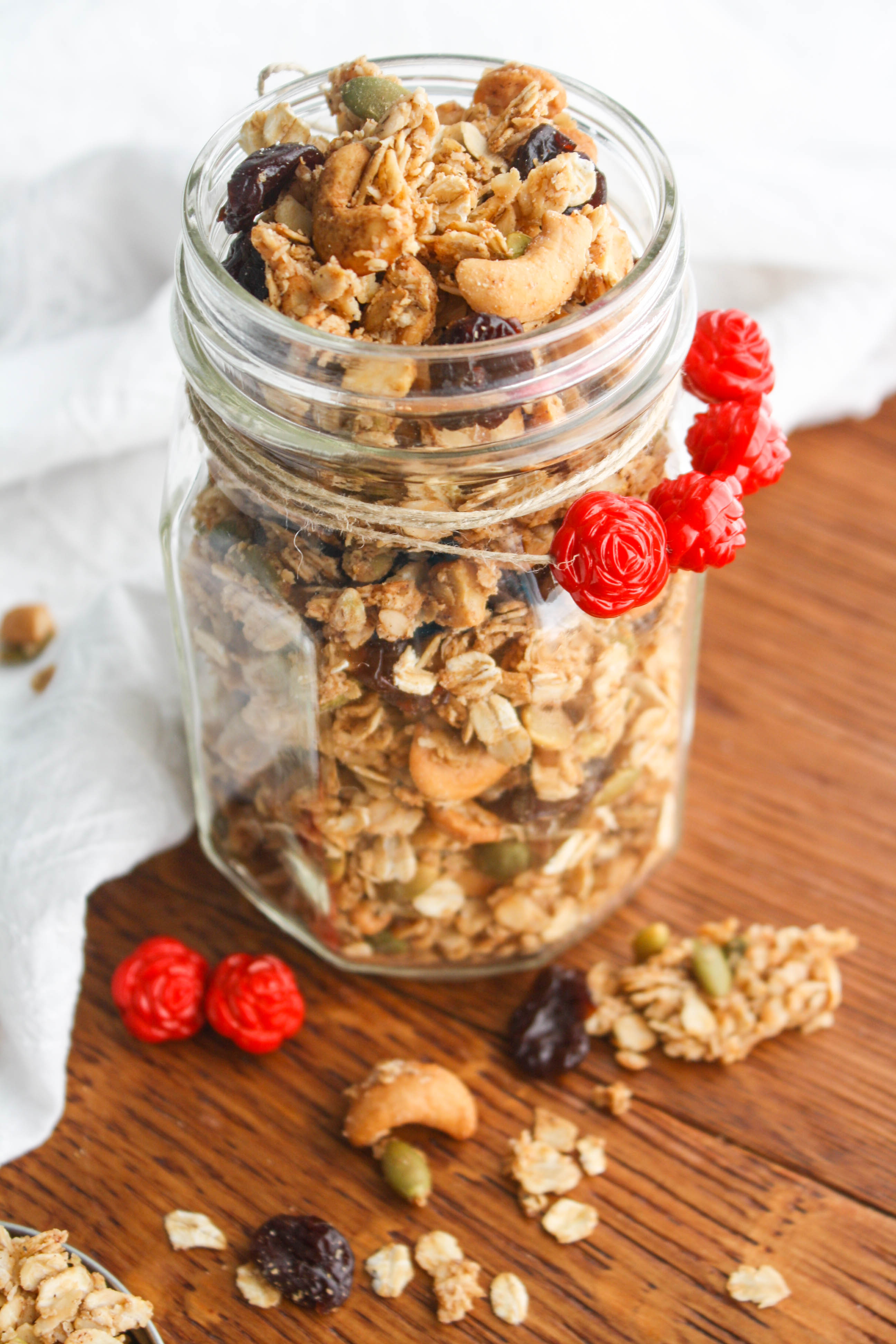 Chunky Cherry-Chai Granola is a great treat for breakfast and beyond! You'll love this homemade granola!