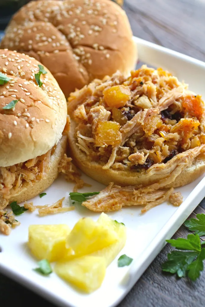 Dig in! These Smoky Chicken Sandwiches with Chipotle Orange Pineapple Sauce are amazing! 
