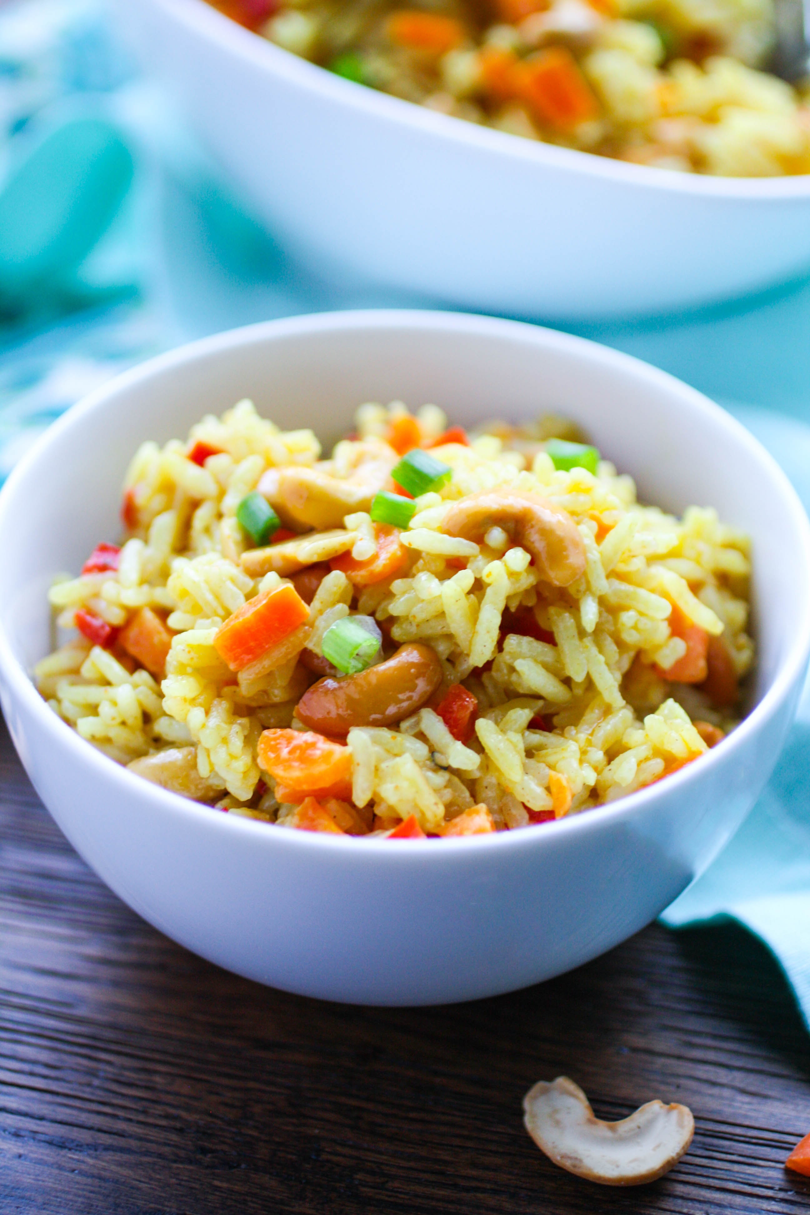 Coconut Carrot and Cashew Rice Pilaf is great as a side dish or as a main dish. Serve it on Meatless Monday, or any day of the week!