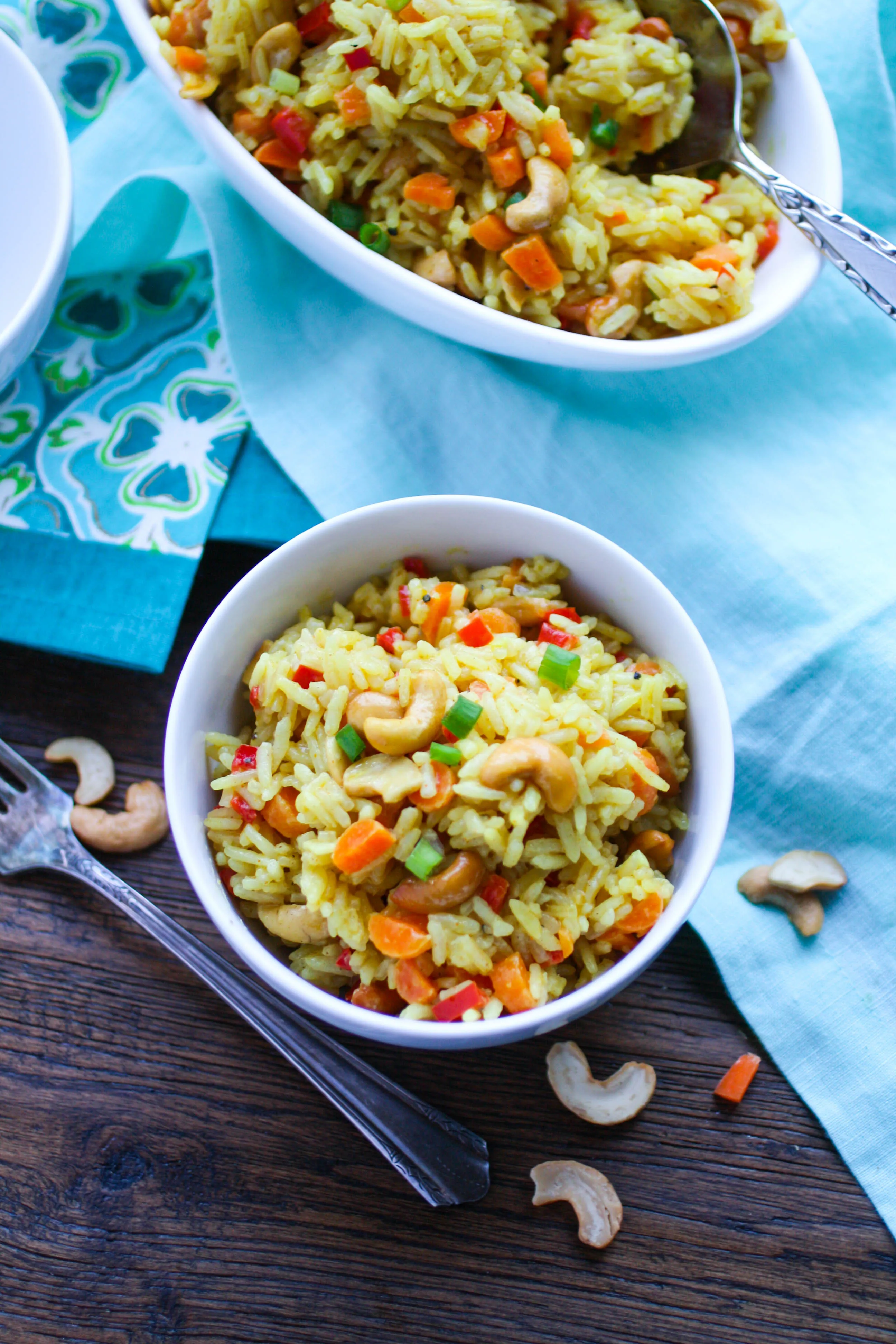 Coconut Carrot and Cashew Rice Pilaf is a colorful and flavorful side dish. This rice pilaf is so easy to make, and so delicious!