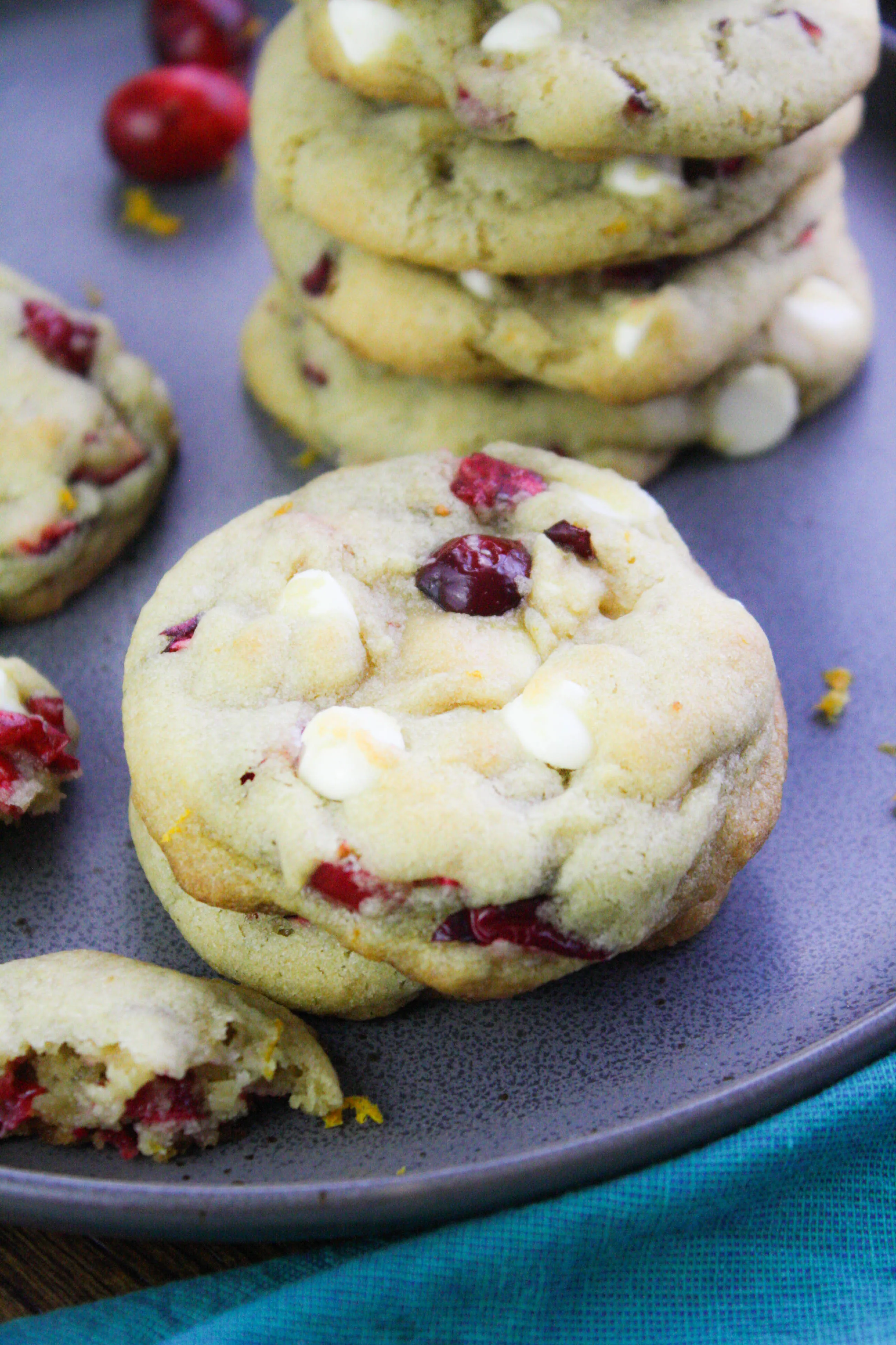 Cranberry-Orange White Chocolate Chip Cookies are perfect for the Christmas tray. Make these Cranberry-Orange White Chocolate Chip Cookies soon!