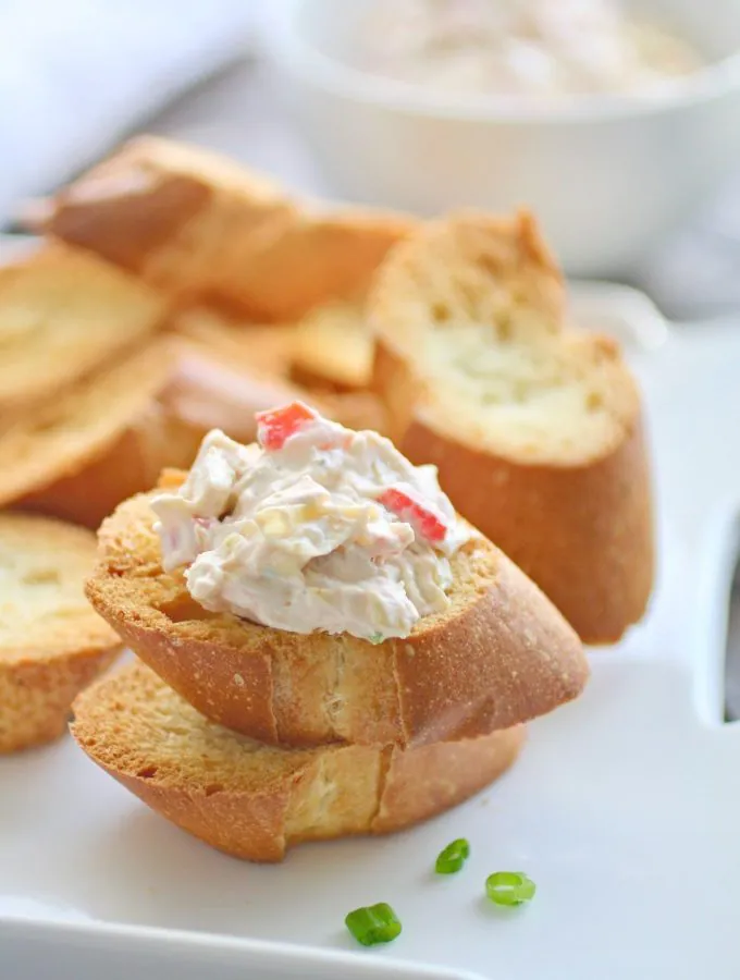 Creamy Artichoke and Roasted Red Pepper Spread is perfect for parties and so easy to make!