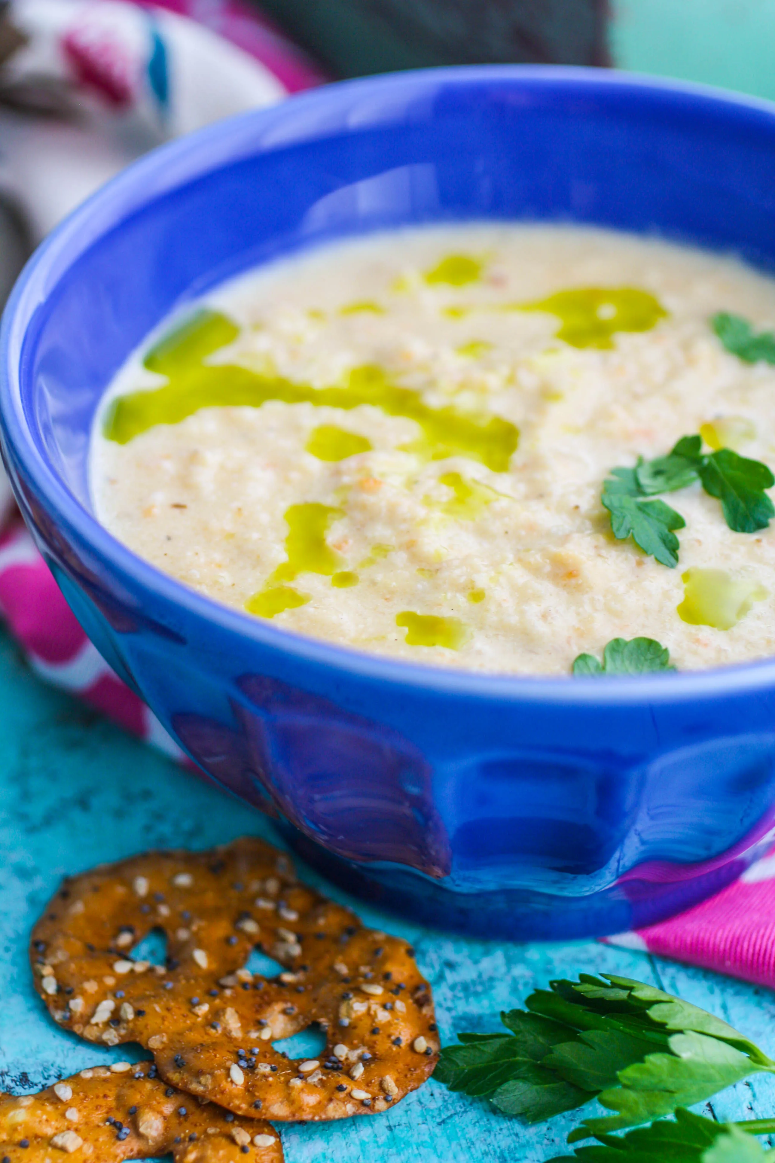 Creamy Roasted Cauliflower Soup with Parsley Oil is a tasty, hearty soup. You'll love Creamy Roasted Cauliflower Soup with Parsley Oil.