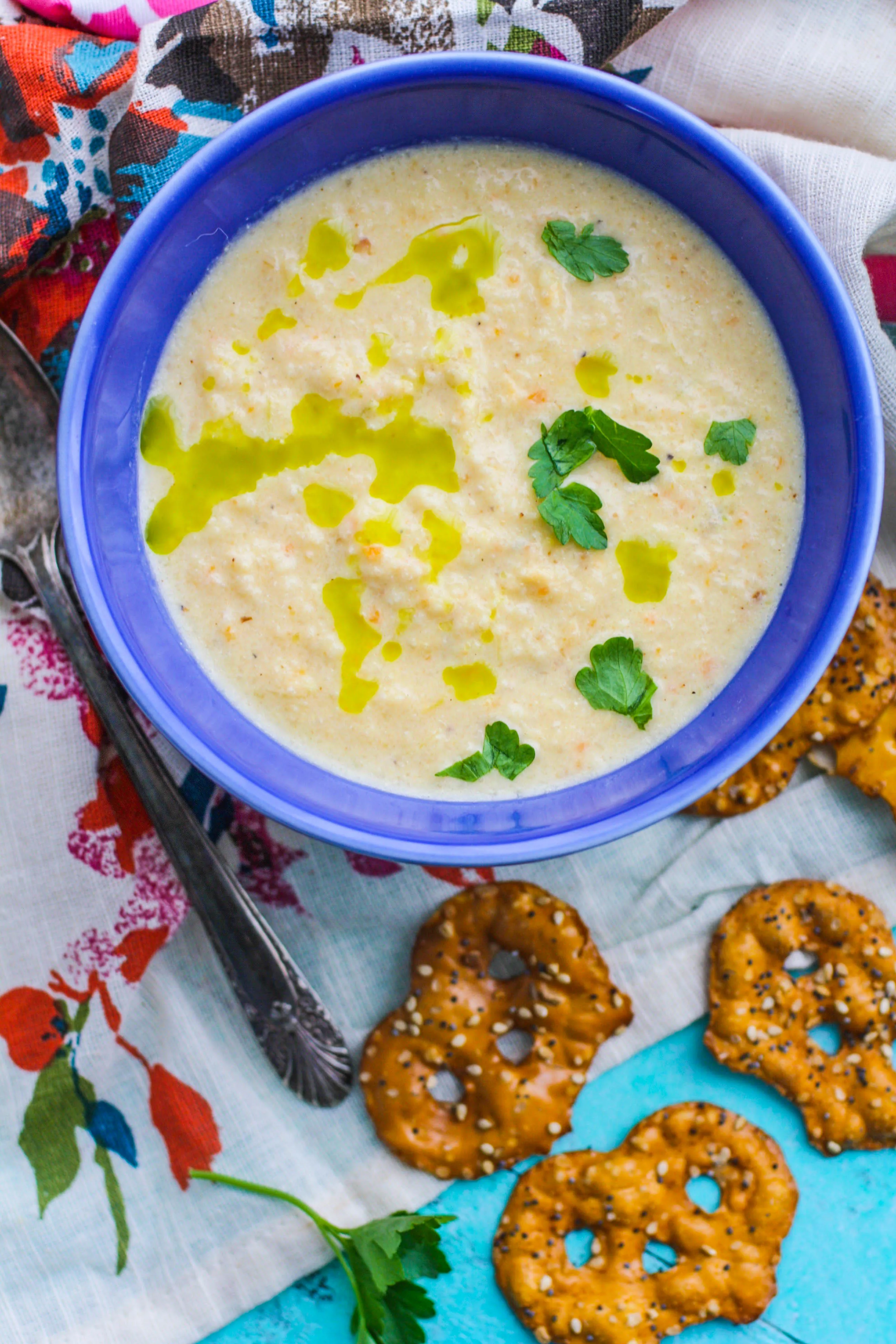Creamy Roasted Cauliflower Soup with Parsley Oil is a delightful dish. Enjoy Creamy Roasted Cauliflower Soup with Parsley Oil for your next meal.