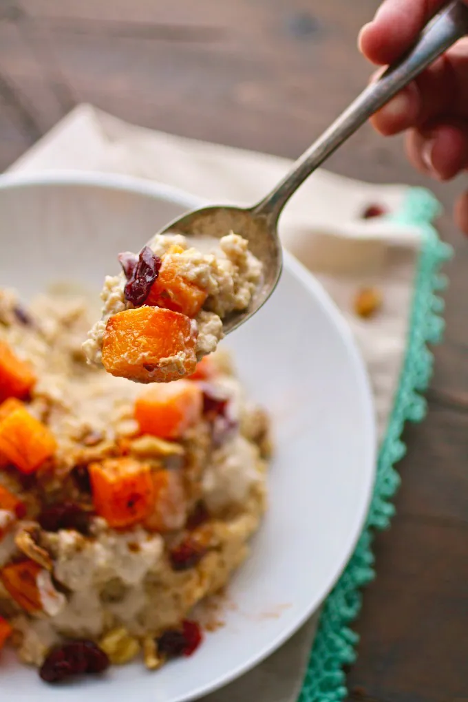 You'll want to dig into a big bowl of Creamy Breakfast Quinoa with Roasted Butternut Squash!
