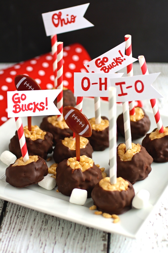 Classic Buckeyes treats from Ohio get a makeover with fun ingredients: Crispy Marshmallow and Almond Butter Buckeyes for the win!