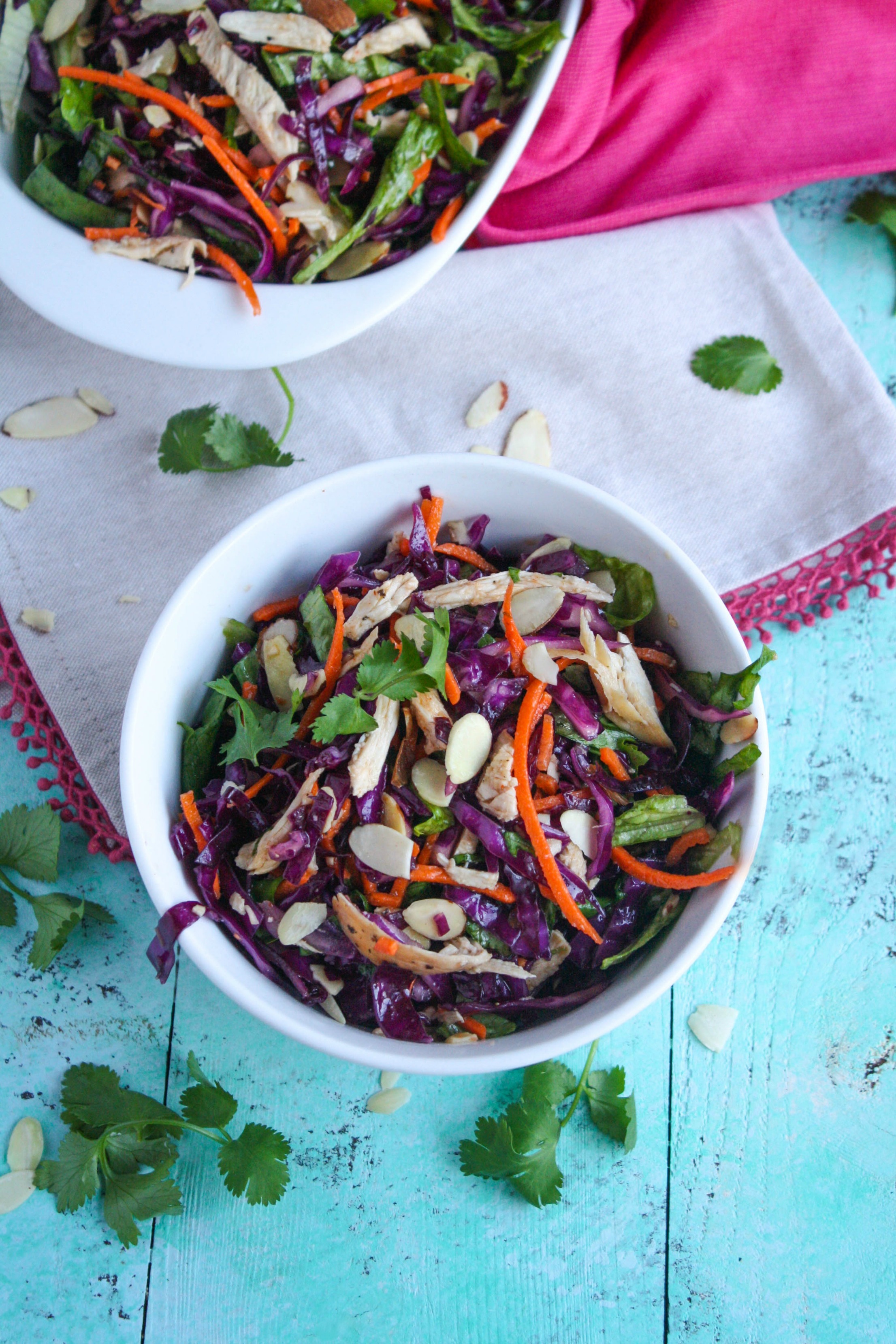 Crunchy Cabbage & Chicken Salad with Sesame Dressing is a crunchy, colorful treat. This cabbage salad is wonderful when you need something delicious in your life!