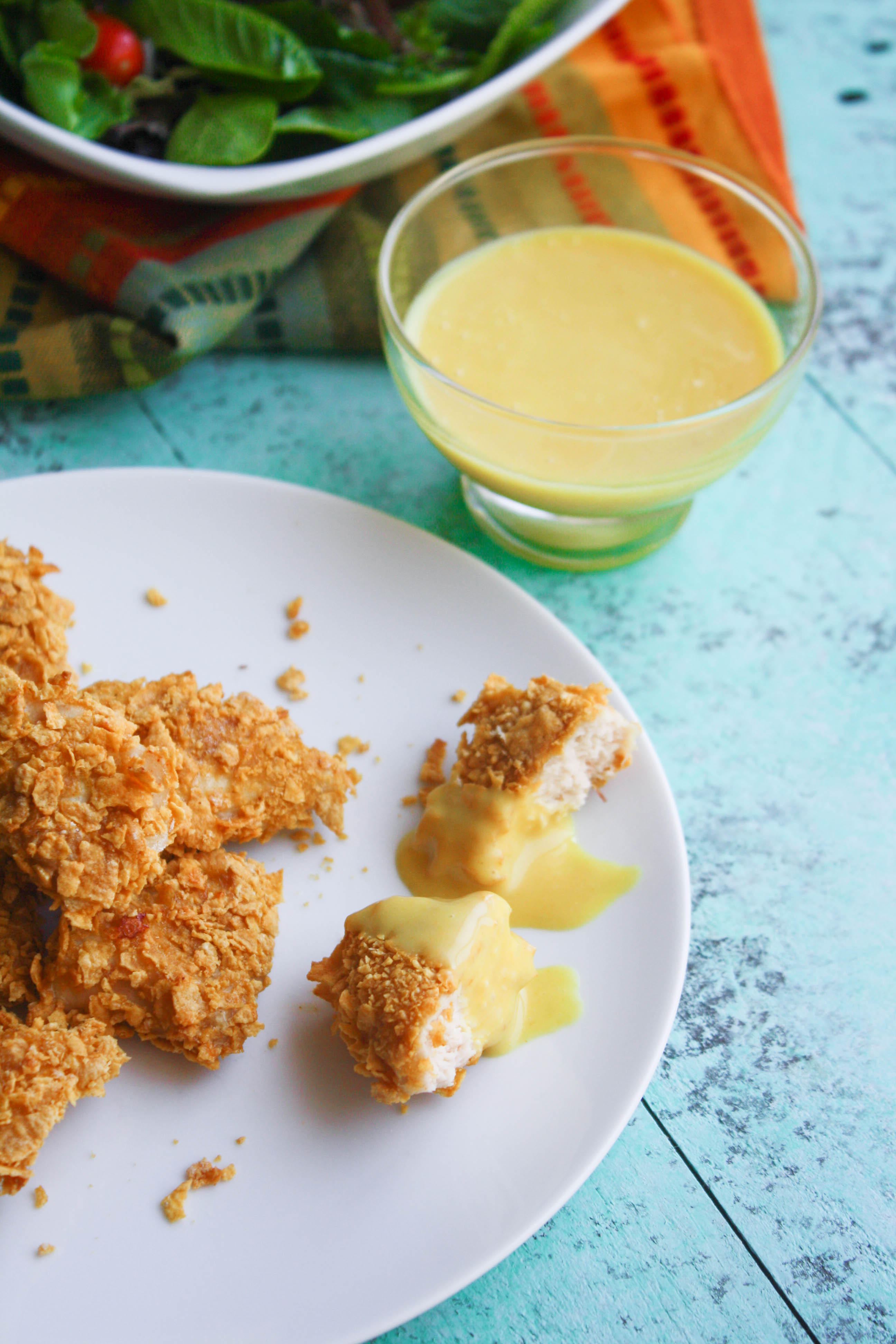 Crunchy Oven Baked Chicken Nuggets with Honey Mustard Sauce makes a great meal. No boring chicken here!