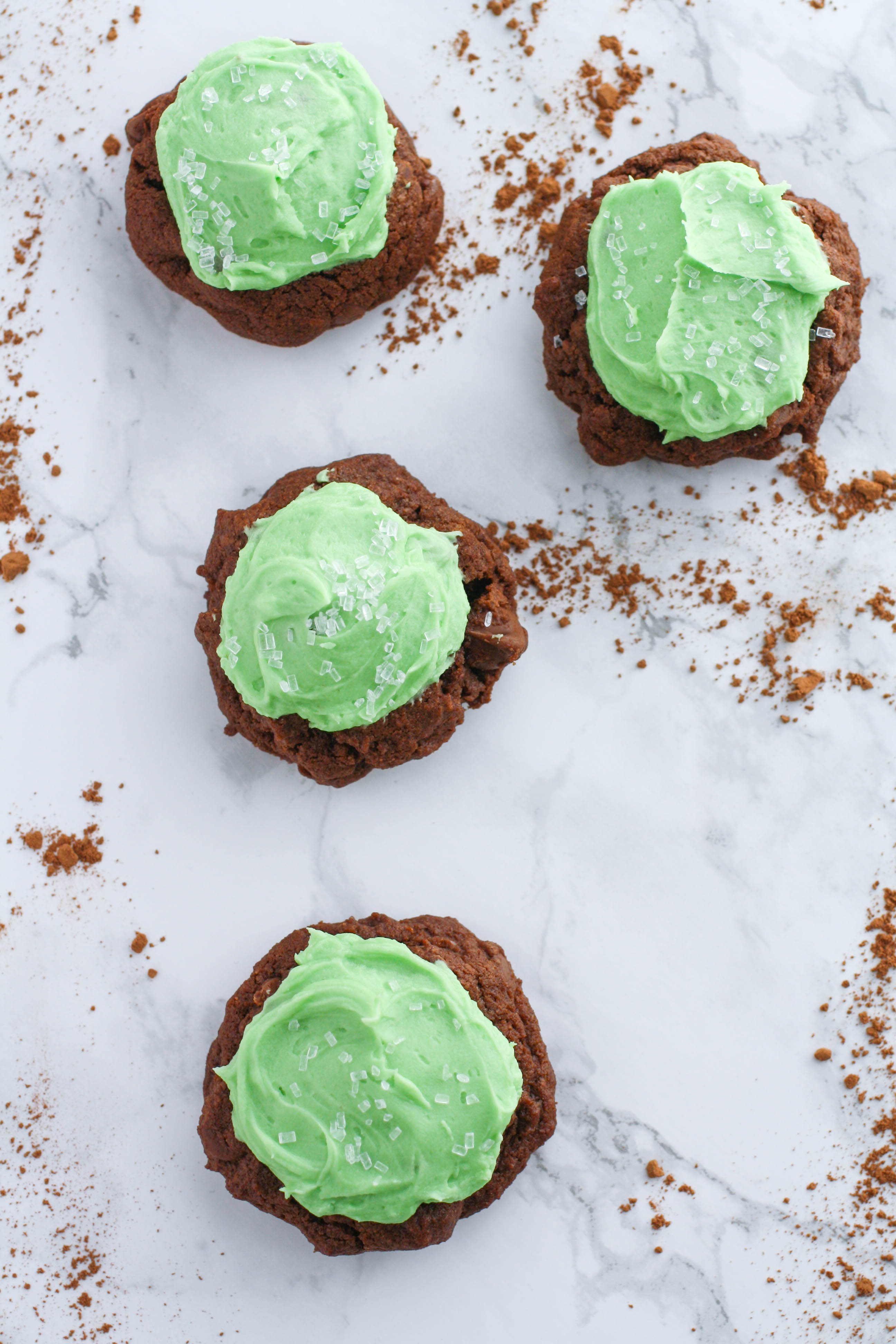 Double Chocolate Cookies with Baileys Buttercream Frosting are delicious treats! Why not enjoy Double Chocolate Cookies with Baileys Buttercream Frosting for St. Patrick's Day?