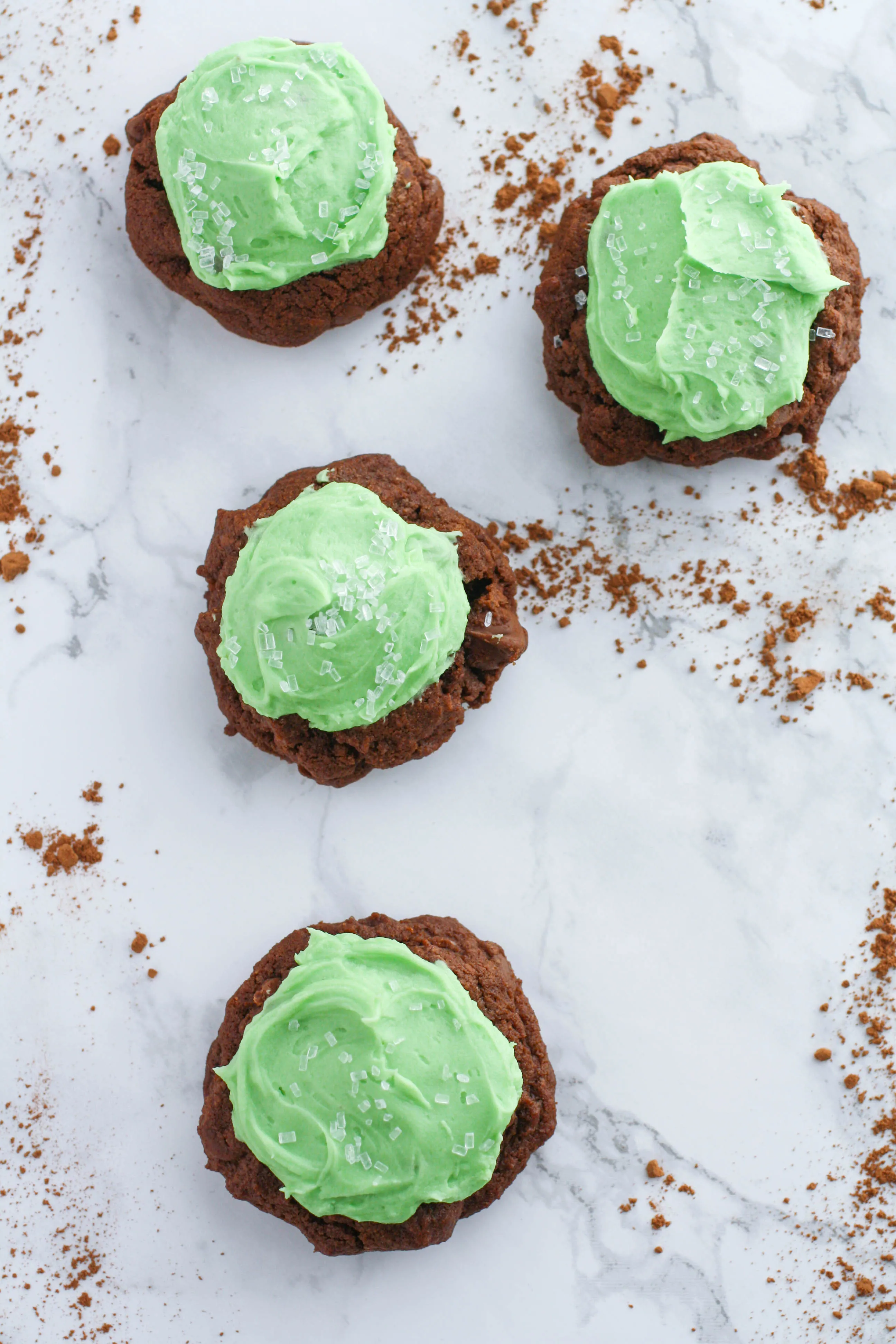 Double Chocolate Cookies with Baileys Buttercream Frosting are delicious treats! Why not enjoy Double Chocolate Cookies with Baileys Buttercream Frosting for St. Patrick's Day?