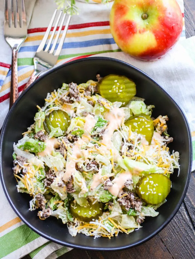 Easy “Big Mac” Salad is easy to make and you probably have all the ingredients!