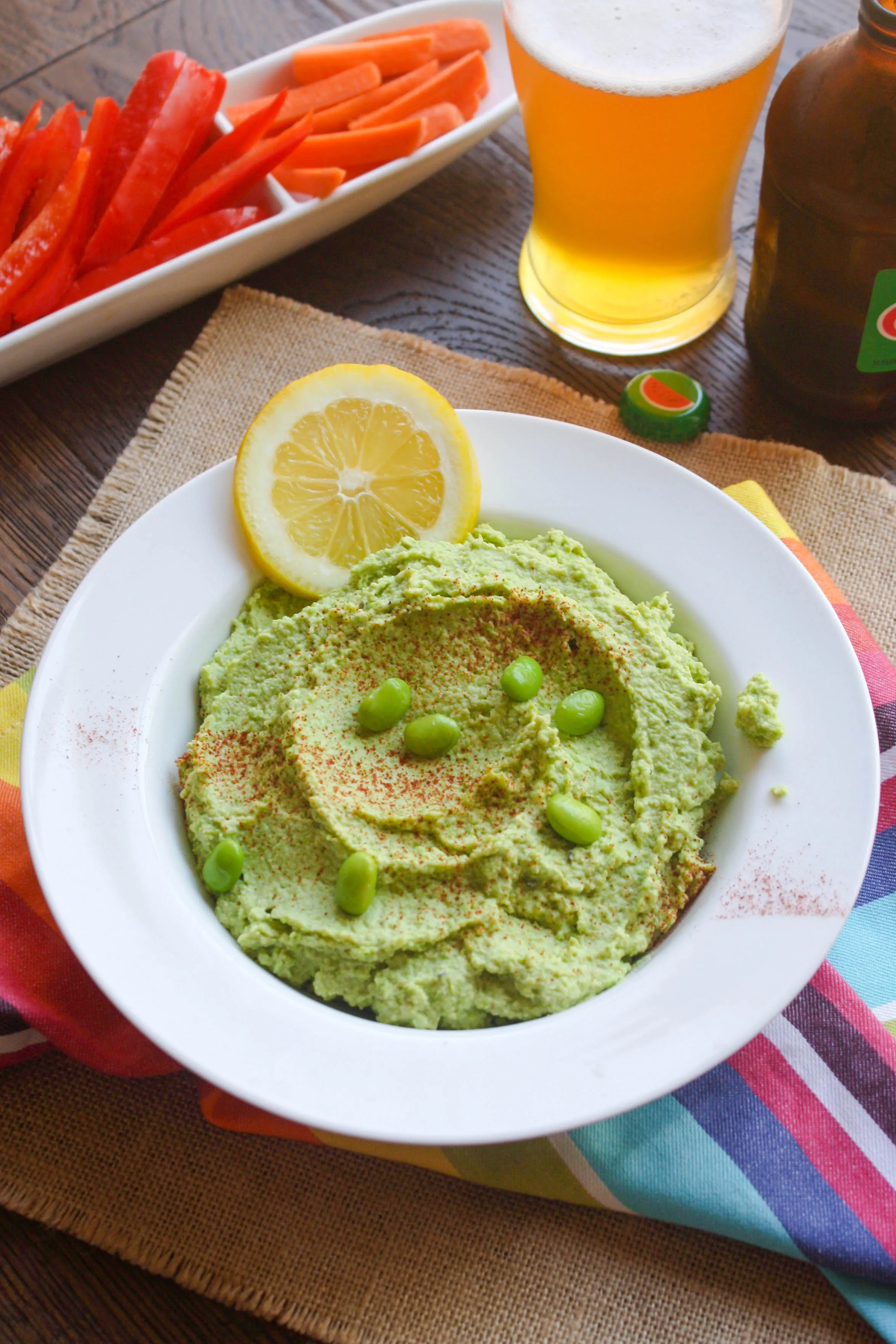 Easy Edamame-Pea Dip is a fun snack that's perfect for parties, picnics, and light meals. You'll love the vibrant color!