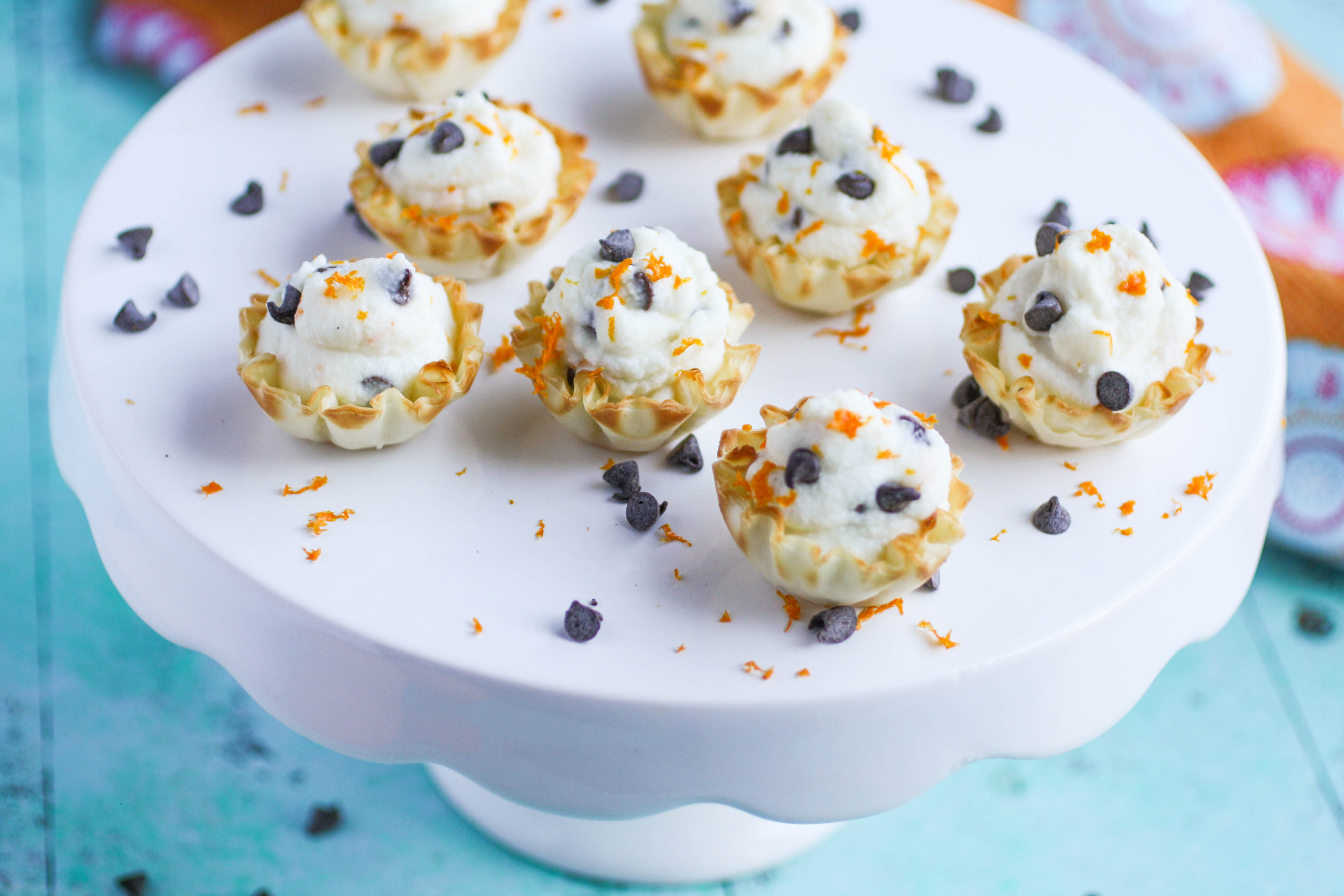 Easy Chocolate Chip-Orange Cannoli Cups are an ideal treat for a party! These cannoli cups are sure to be the hit of your parties!