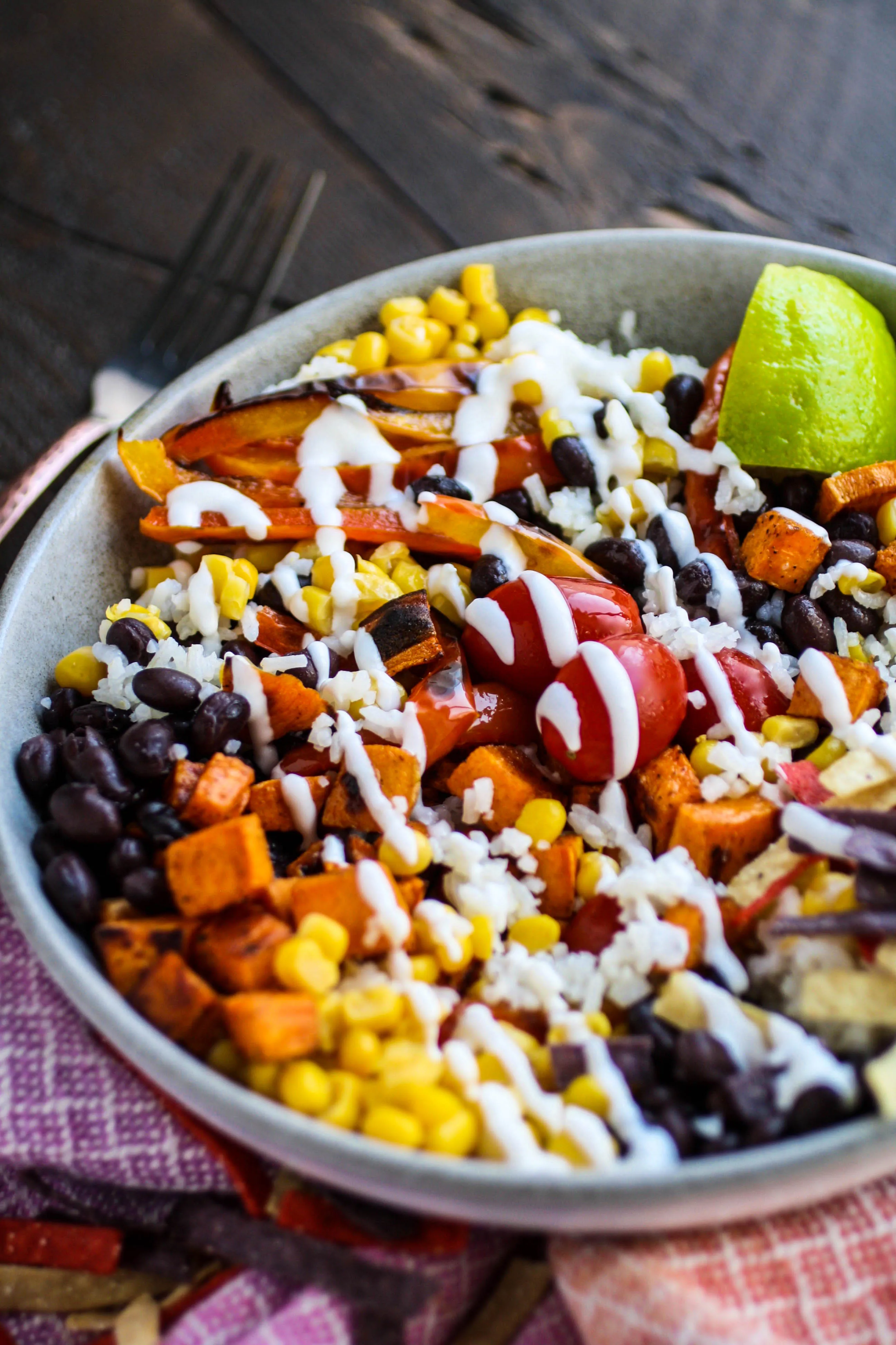 Easy Veggie and Black Bean Pantry Bowls are colorful and filling for any meal.