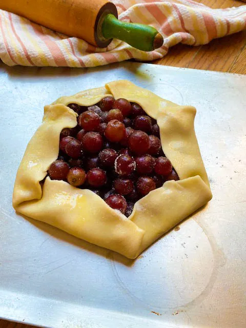 Easy Roasted Grape Crostata is filled with fresh grapes for a tasty dessert.