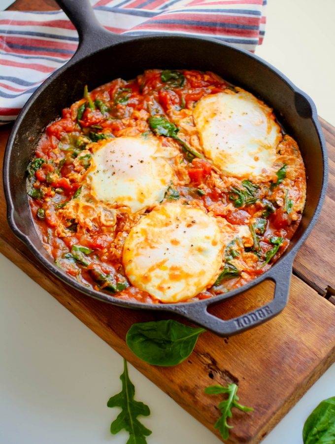 Eggs in Hatch Chile-Spiced Tomato Sauce is a flavorful comfort dish for breakfast -- or any meal. You'll enjoy Eggs in Hatch Chile-Spiced Tomato Sauce for any meal.
