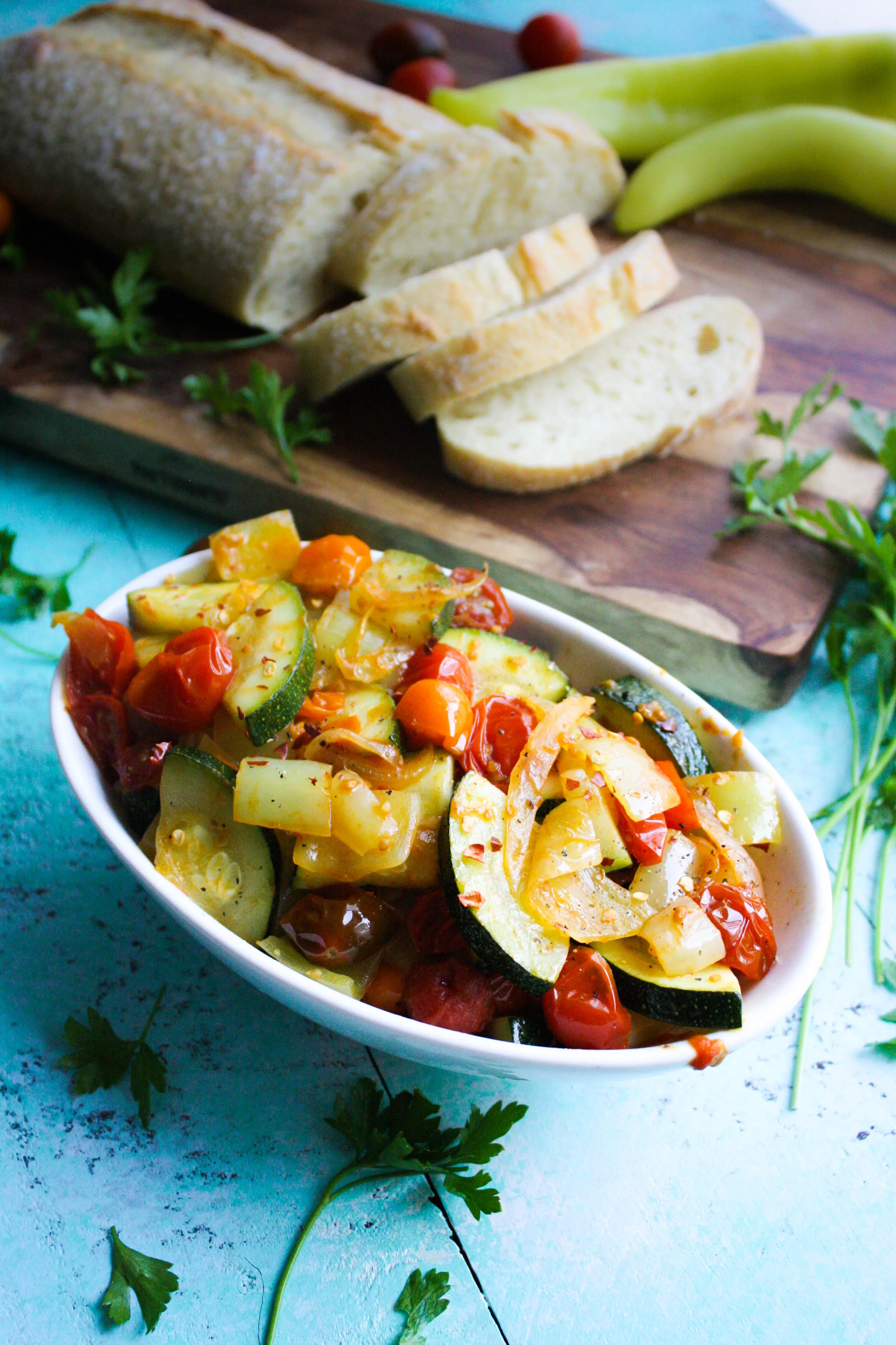 Farmers Market Find: Sautéed Peppers, Tomatoes & Zucchini is a simple, seasonal side dish you'll love. Farmers Market Find: Sautéed Peppers, Tomatoes & Zucchini is a tasty dish for the summer.