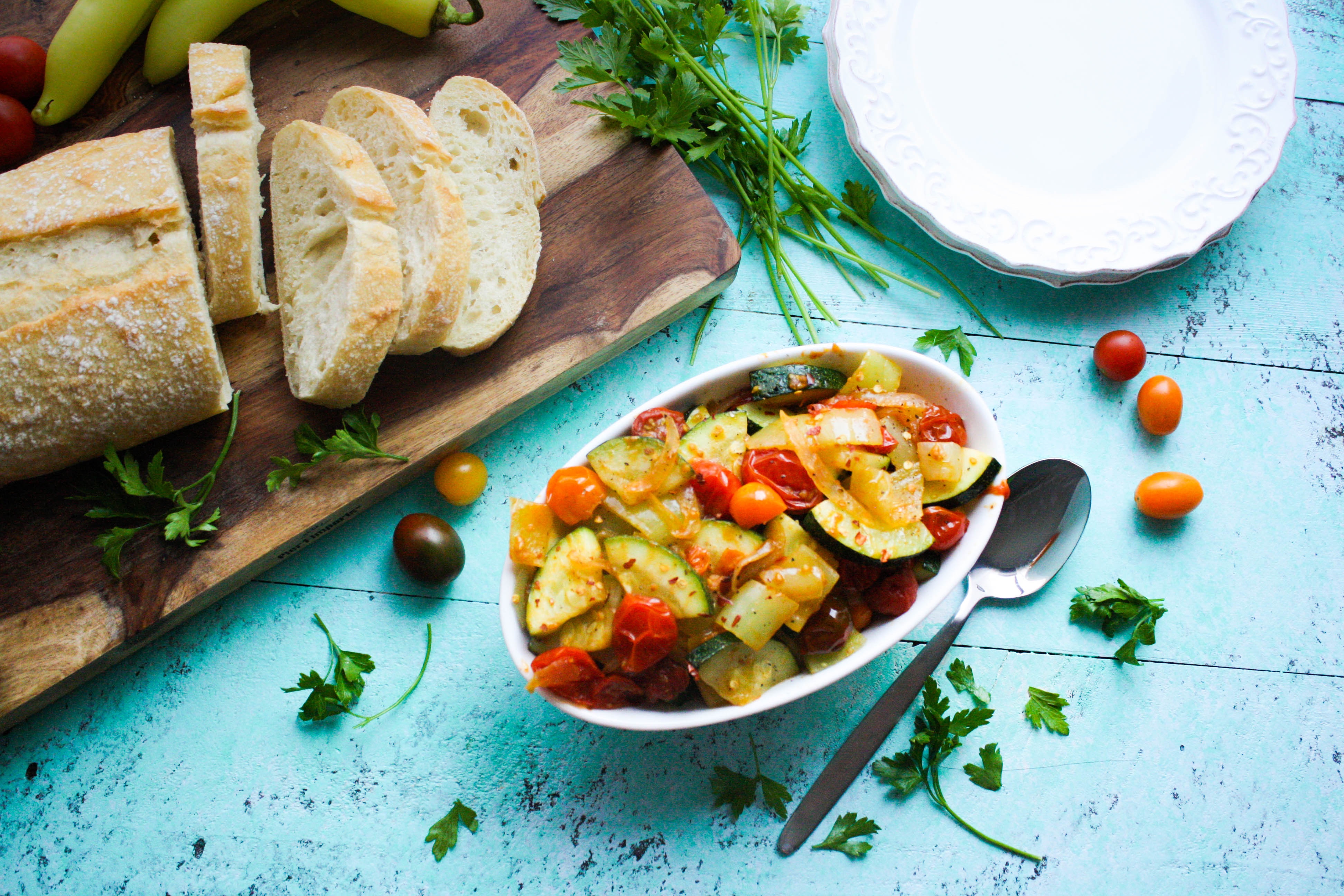 Farmers Market Find: Sautéed Peppers, Tomatoes & Zucchini is a simple yet flavorful side dish. Farmers Market Find: Sautéed Peppers, Tomatoes & Zucchini is lovely to serve as a side dish this season.