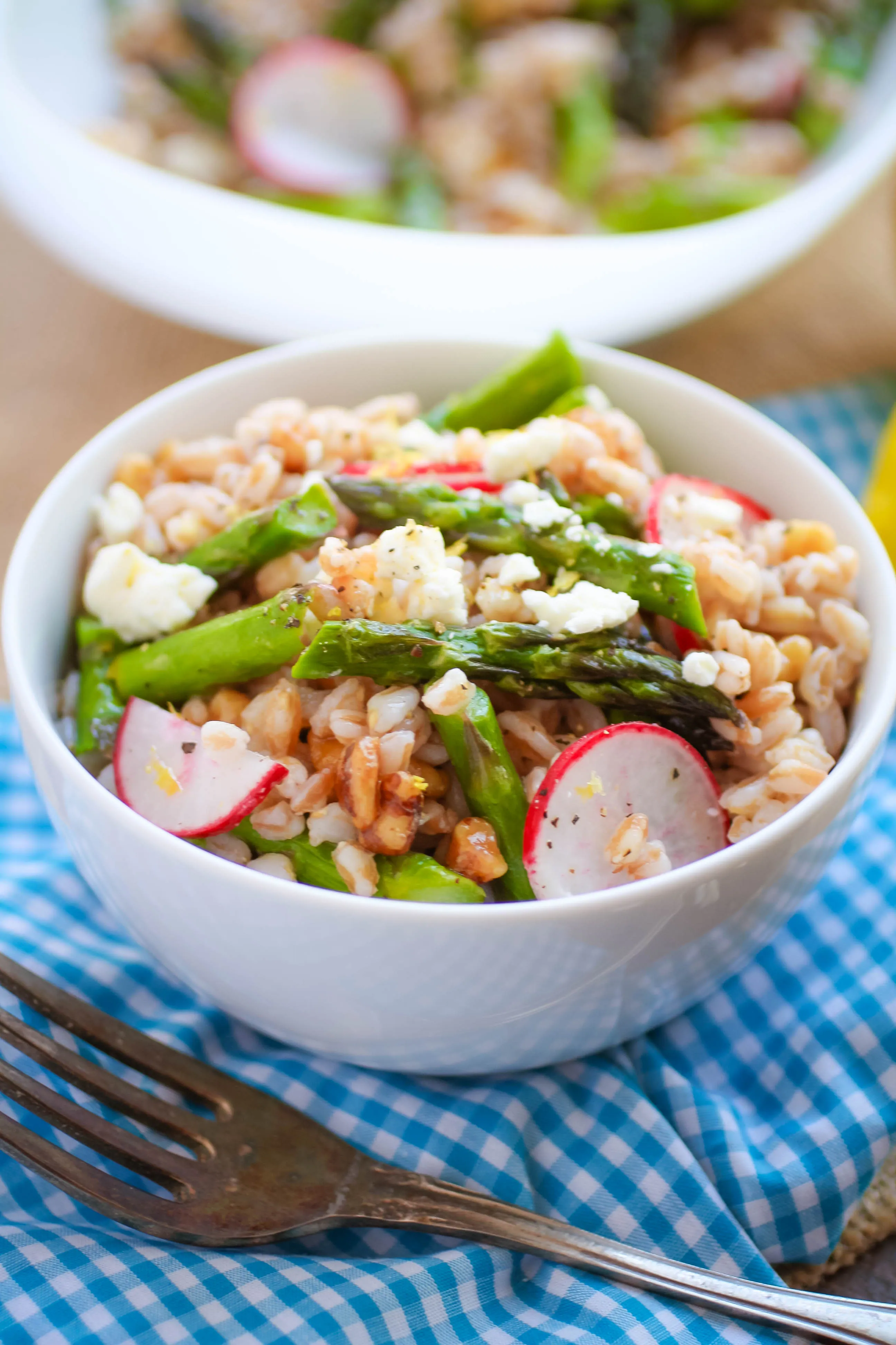 Farro Salad with Asparagus, Radishes & Lemon Vinaigrette is nice as a side or as part of a lighter meal. Enjoy this Farro Salad with Asparagus, Radishes & Lemon Vinaigrette this season.