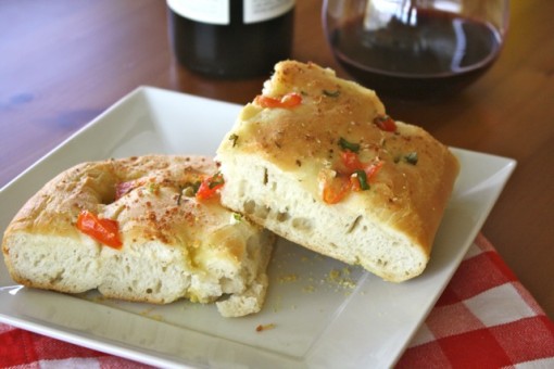 Try a piece of flavorful Focaccia with Tomato, Green Onion and Garlic
