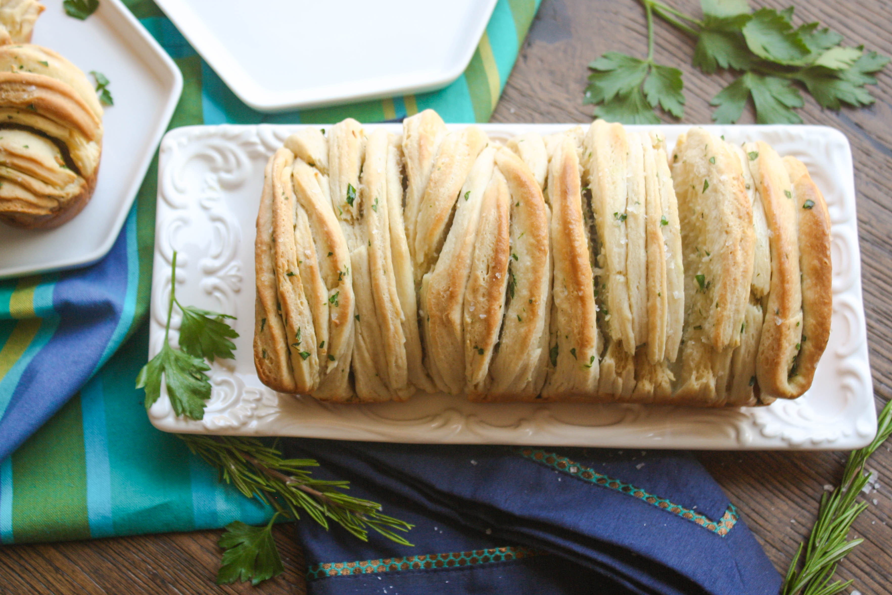 Garlic & Herb Pull Apart Bread is a treat at any time. It's a pretty loaf that's fun to serve.