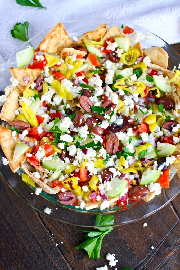 Hungry for a snack? Greek Nachos with Tzatziki Sauce are big on flavor and crunch!