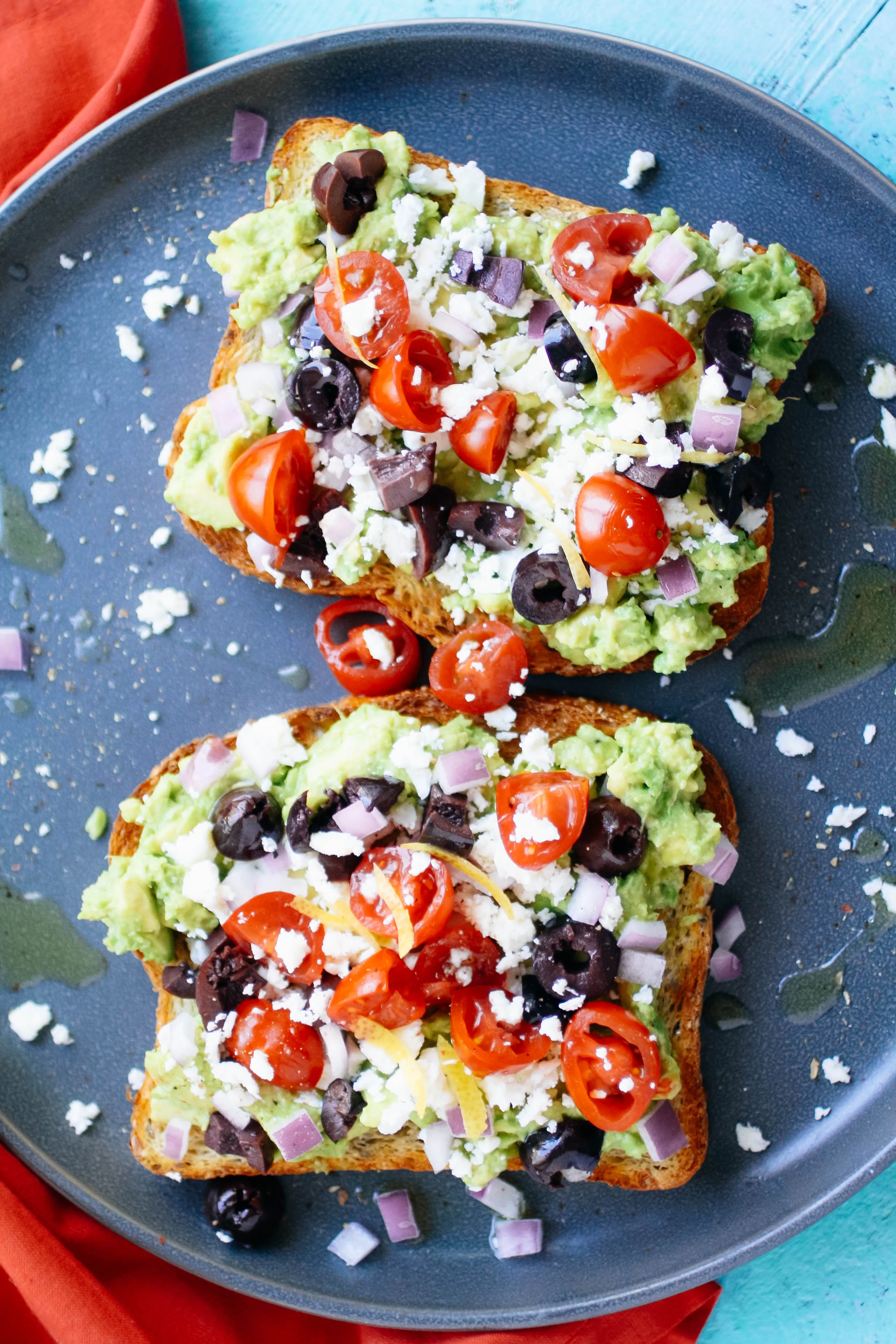 Greek-Style Avocado Toast is hearty and flavorful. You'll love this Greek-Style Avocado Toast for your next meal!