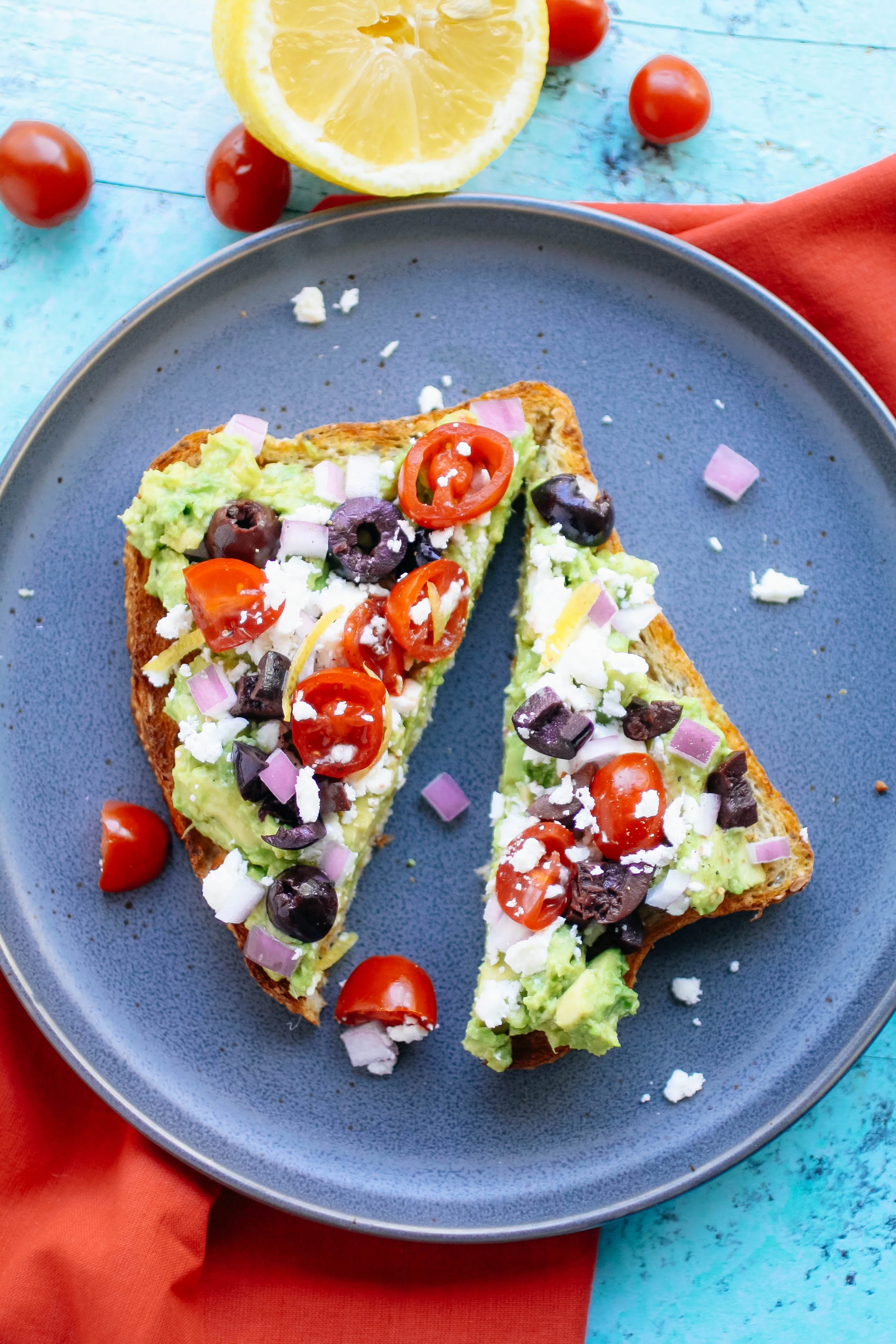 Greek-Style Avocado Toast is a tasty sandwich you'll love. Greek-Style Avocado Toast is a sandwich you'll love!