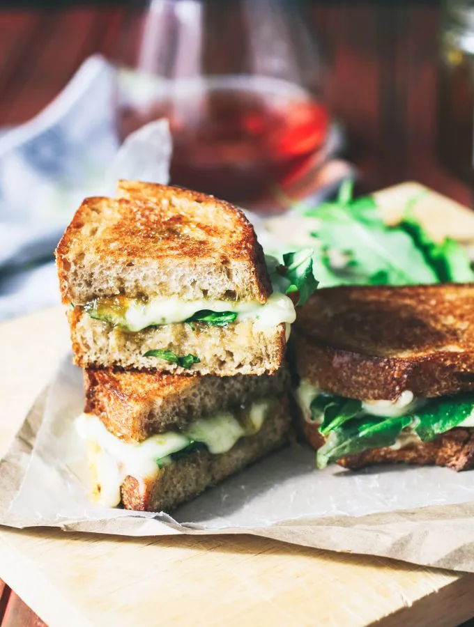 Grilled Brie, Fig Jam, and Dandelion Greens Sandwiches are delicious sandwiches for your next meal. Grilled Brie, Fig Jam, and Dandelion Greens Sandwiches make a unique and tasty meal.