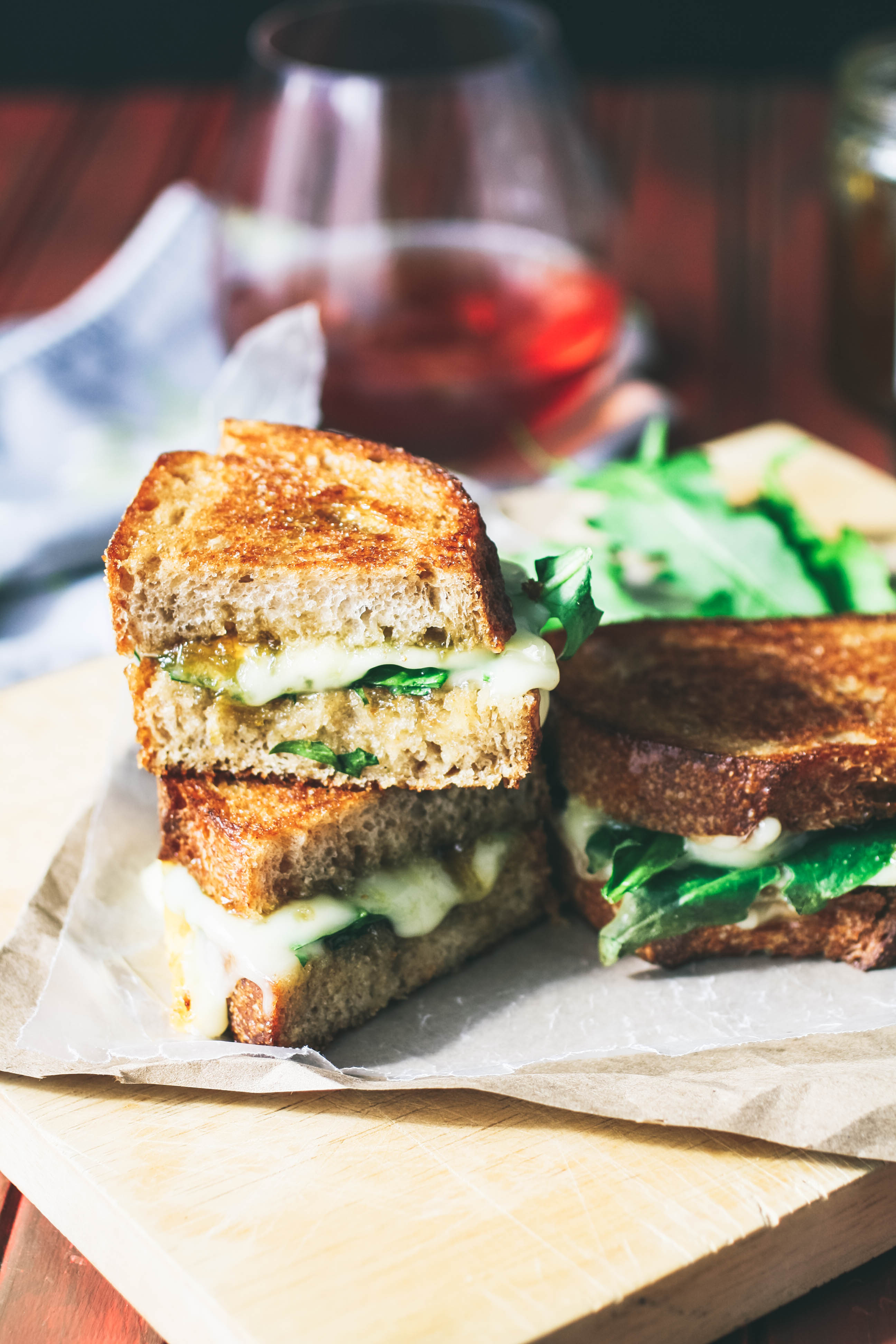 Grilled Brie, Fig Jam, and Dandelion Greens Sandwiches are delicious sandwiches for your next meal. Grilled Brie, Fig Jam, and Dandelion Greens Sandwiches make a unique and tasty meal.