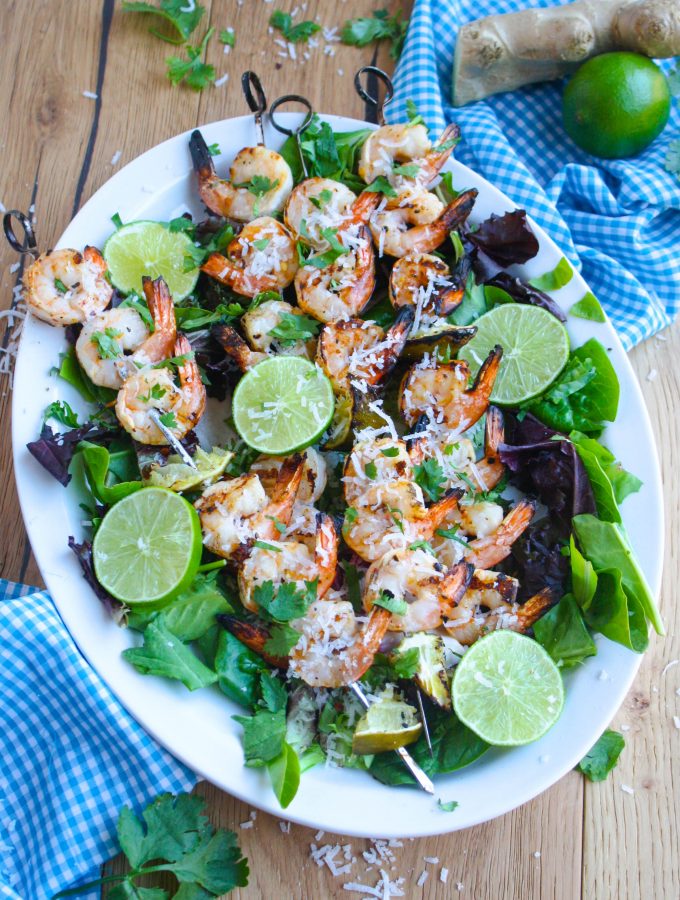 Grilled Spicy Coconut-Lime Shrimp Skewers are so easy to make! You'll love this recipe because it's big on flavor!