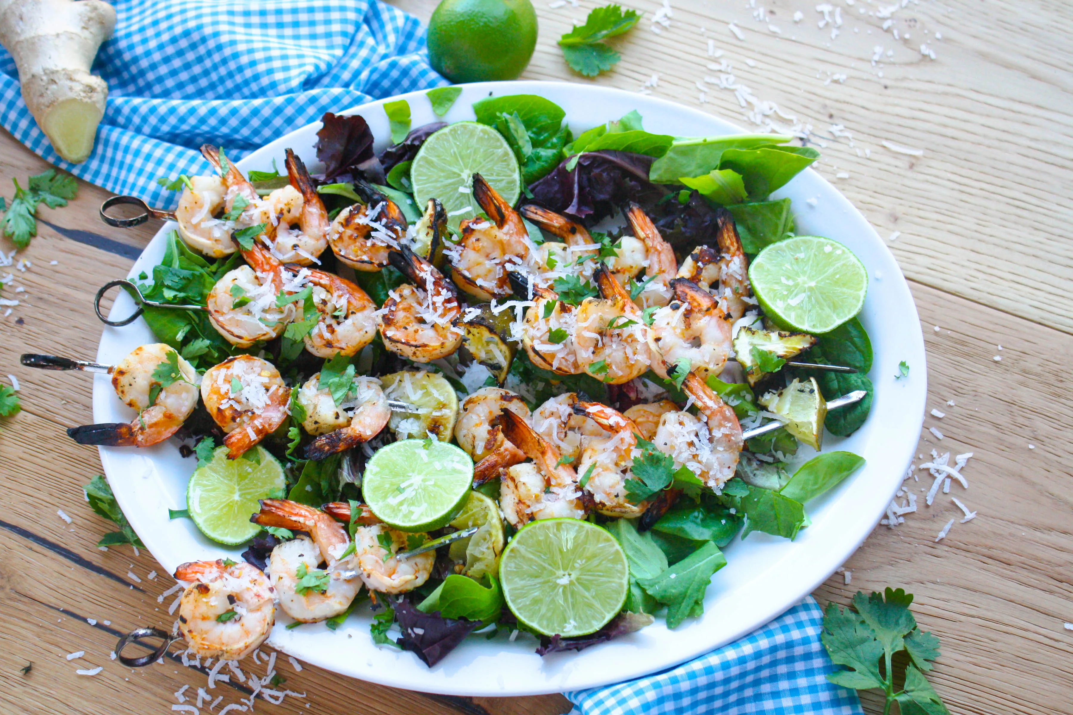 Grilled Spicy Coconut-Lime Shrimp Skewers are so easy to make, and they're big on flavor! You'll love this shrimp dish!