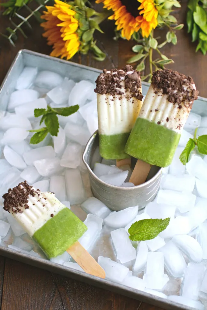You'll love serving Minty Grasshopper Frozen Yogurt Pops on a hot day!