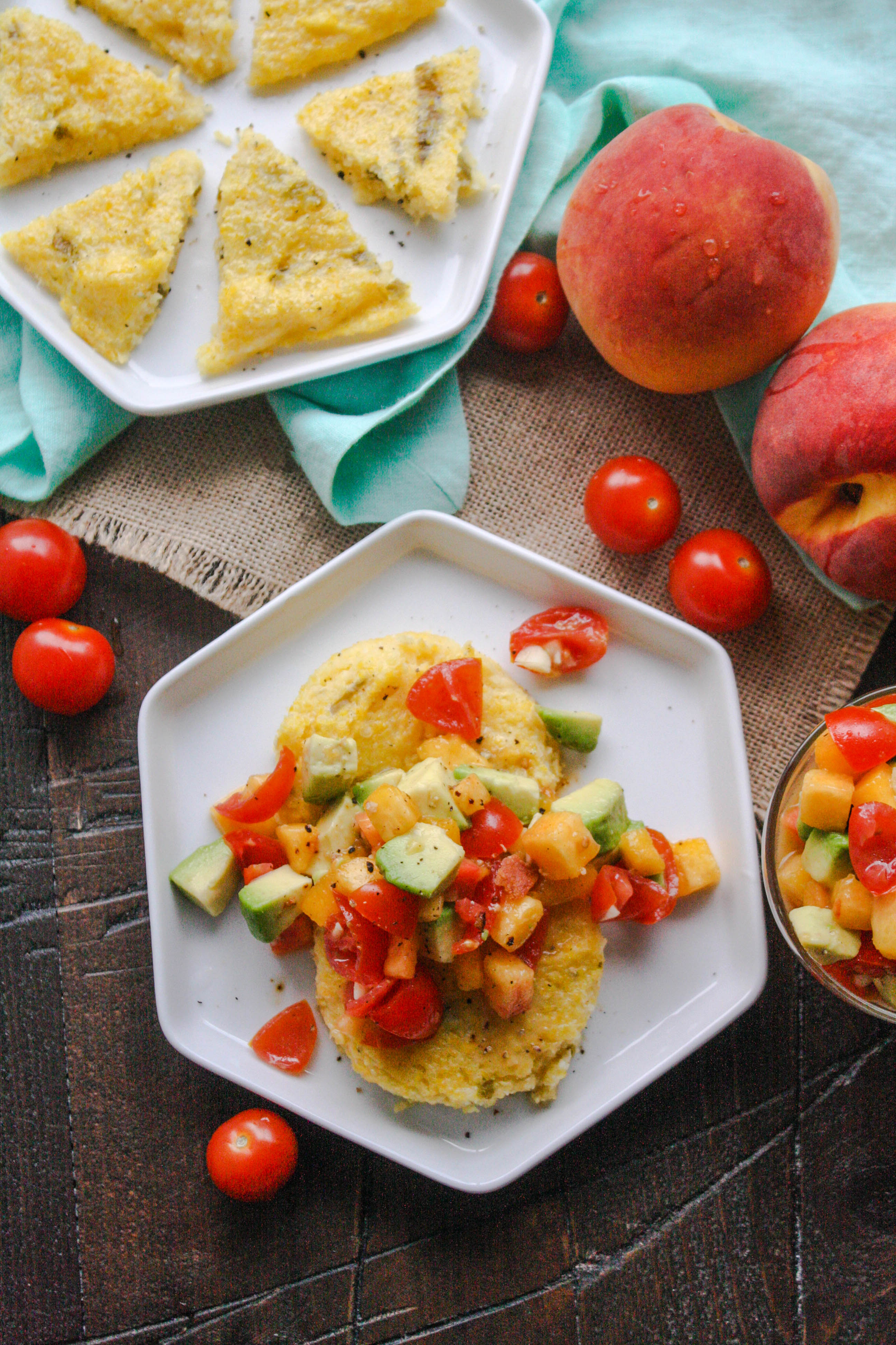 Hatch Chile Grits Cakes with Peach-Citrus Salsa is an amazing appetizer, or try it as part of a light meal. You'll love these Hatch Chile Grits Cakes with Peach-Citrus Salsa!