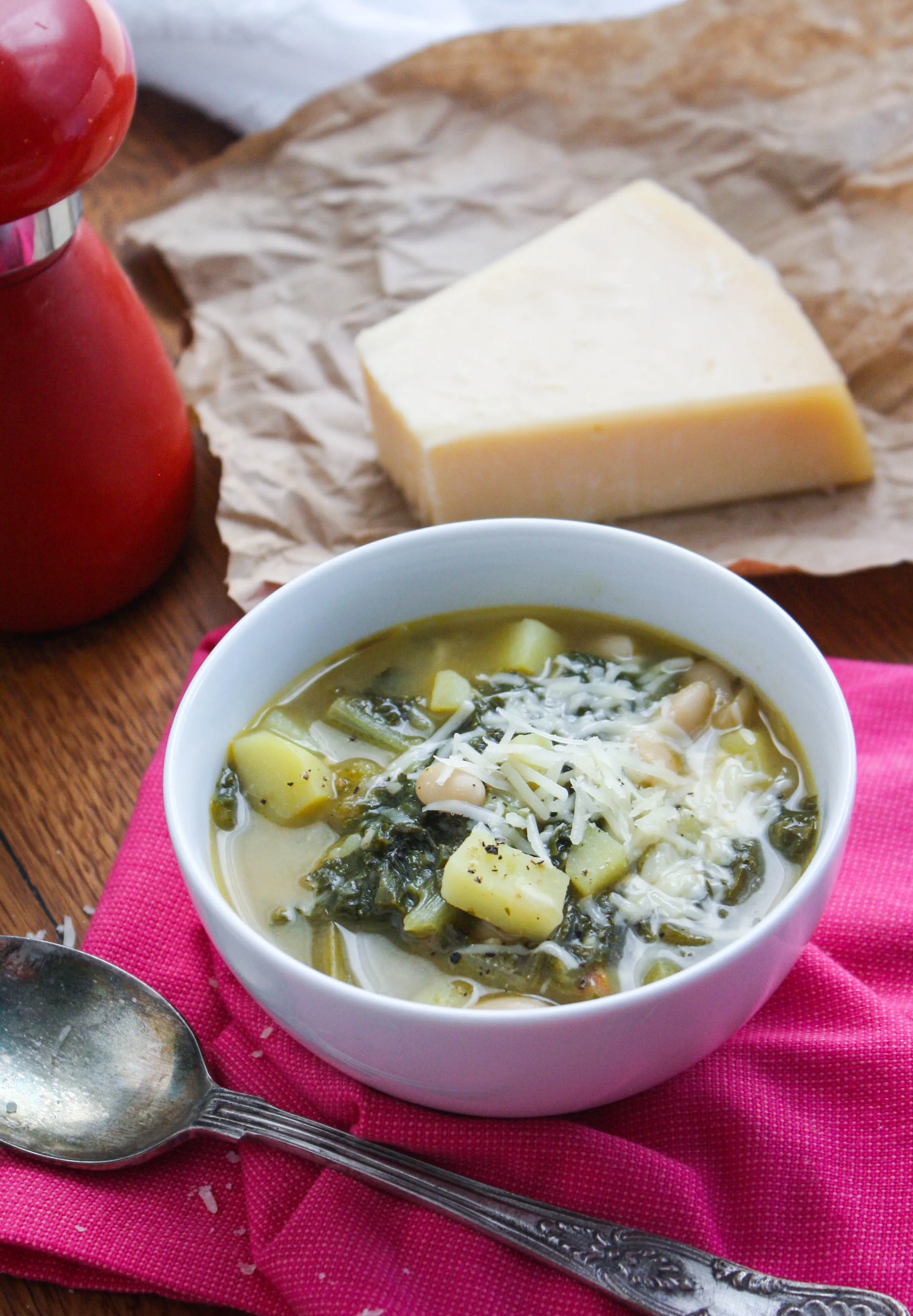 Hearty Escarole Soup with Pancetta is a tasty and hearty soup for any night of the week. Sprinkle some Parmesan cheese over the top of this soup for part of a lovely meal.