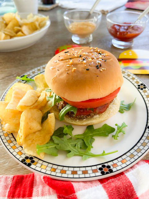 Hearty Mushroom-Lentil Burgers are delicious, healthy, and meatless burgers to enjoy with your favorite toppings and bun.