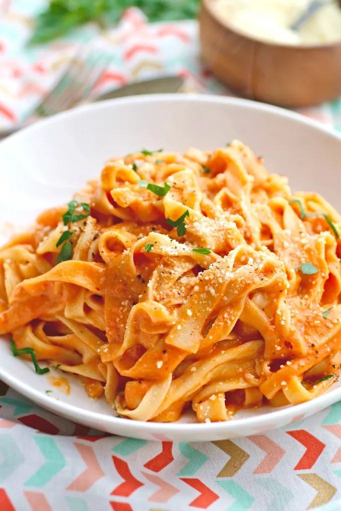 Homemade Pasta (without a machine) with Vodka Sauce makes an amazing meal!