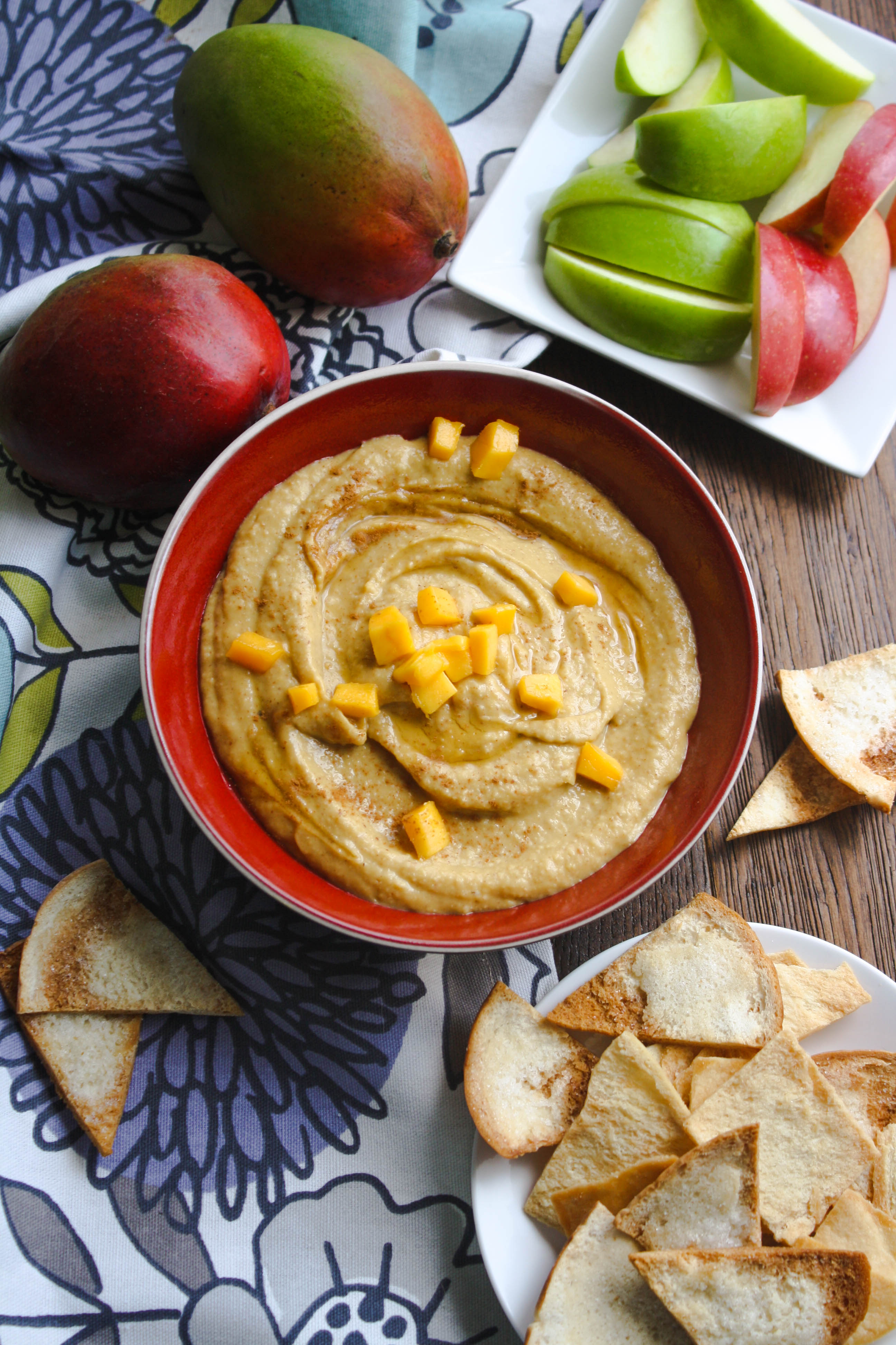 Honey-Mango Dessert Hummus is a fantastic treat! It makes a healthy snack, or good-for-you dessert, too!