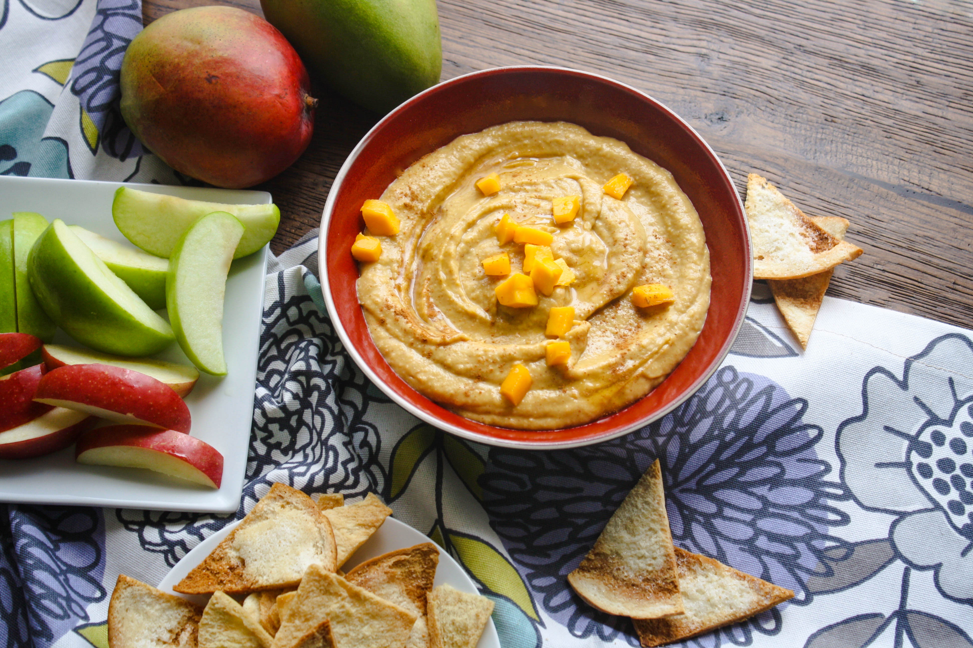 Honey-Mango Dessert Hummus is a fun option for dessert. It's sweet, but not too sweet, so it makes a great afternoon snack, too!