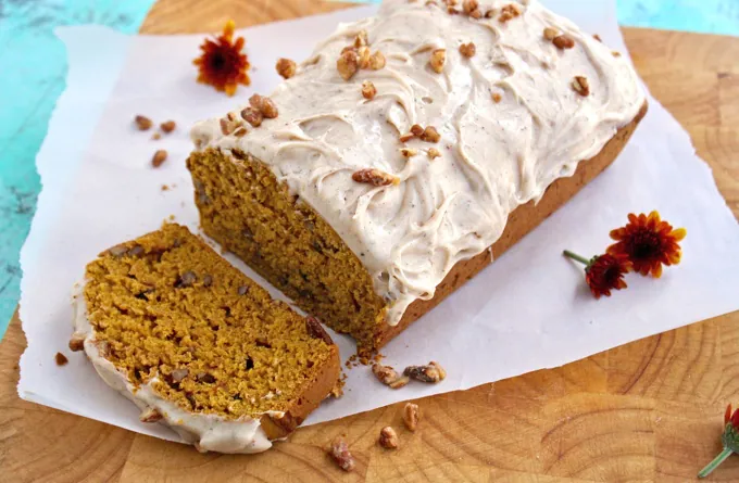 This dessert is so easy to make, you'll reach for Pecan-Pumpkin Break with Chai Cream Cheese Frosting over and over!