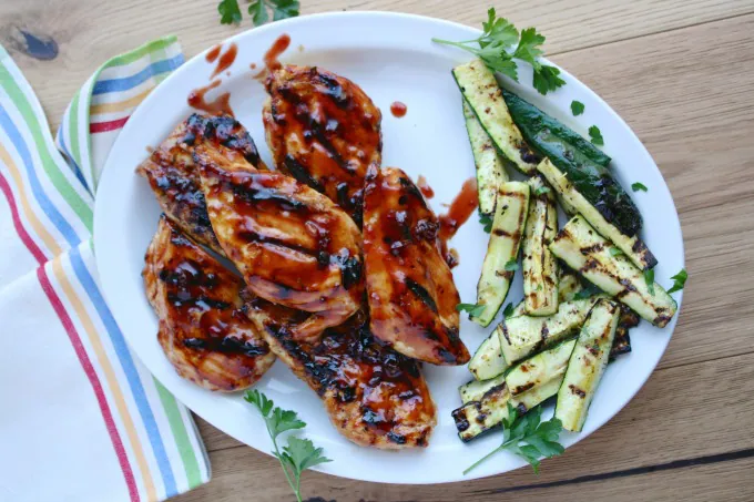 Grilled Chicken with Cherry-Chile Sauce makes a nice change of pace from traditional barbecue sauce!